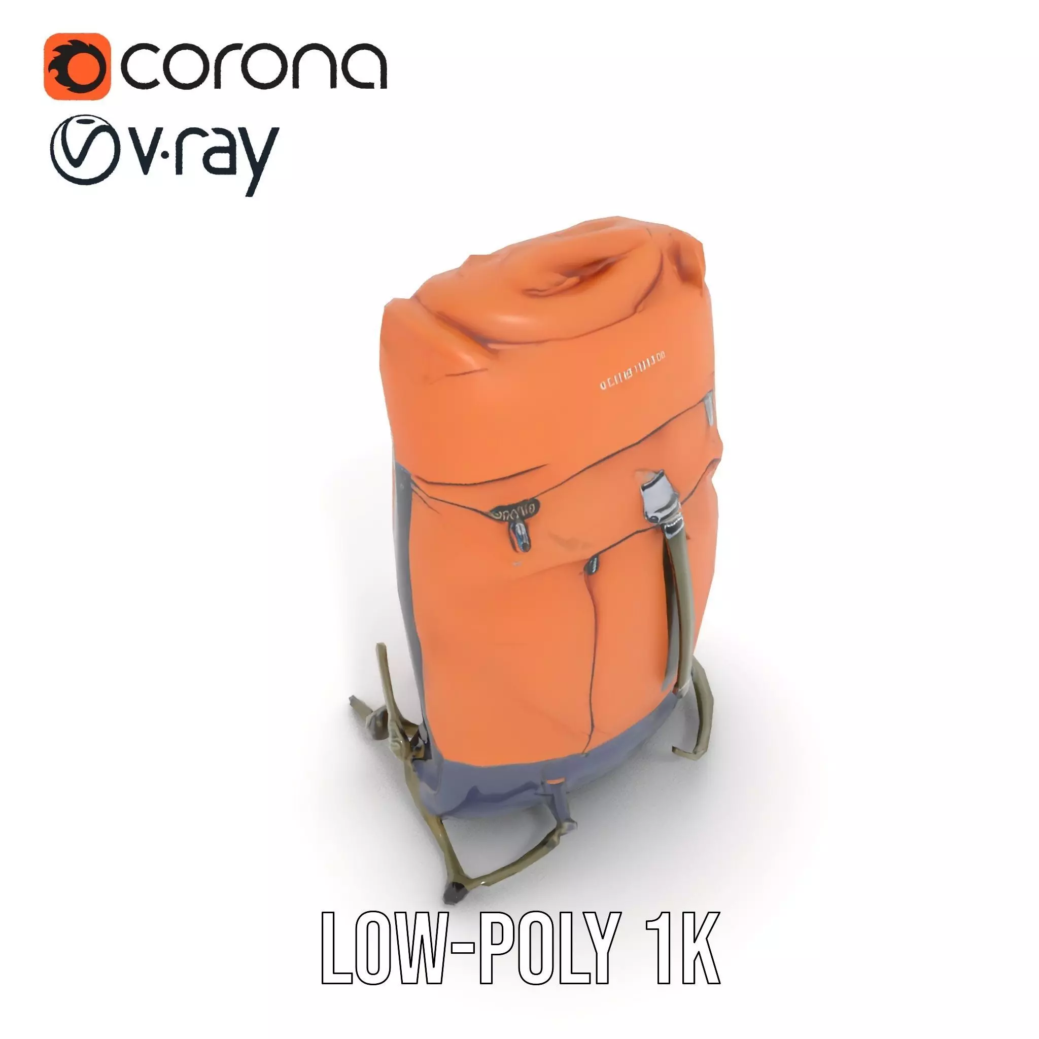 Orange Adventure Backpack model pack Low-poly 3D model_22