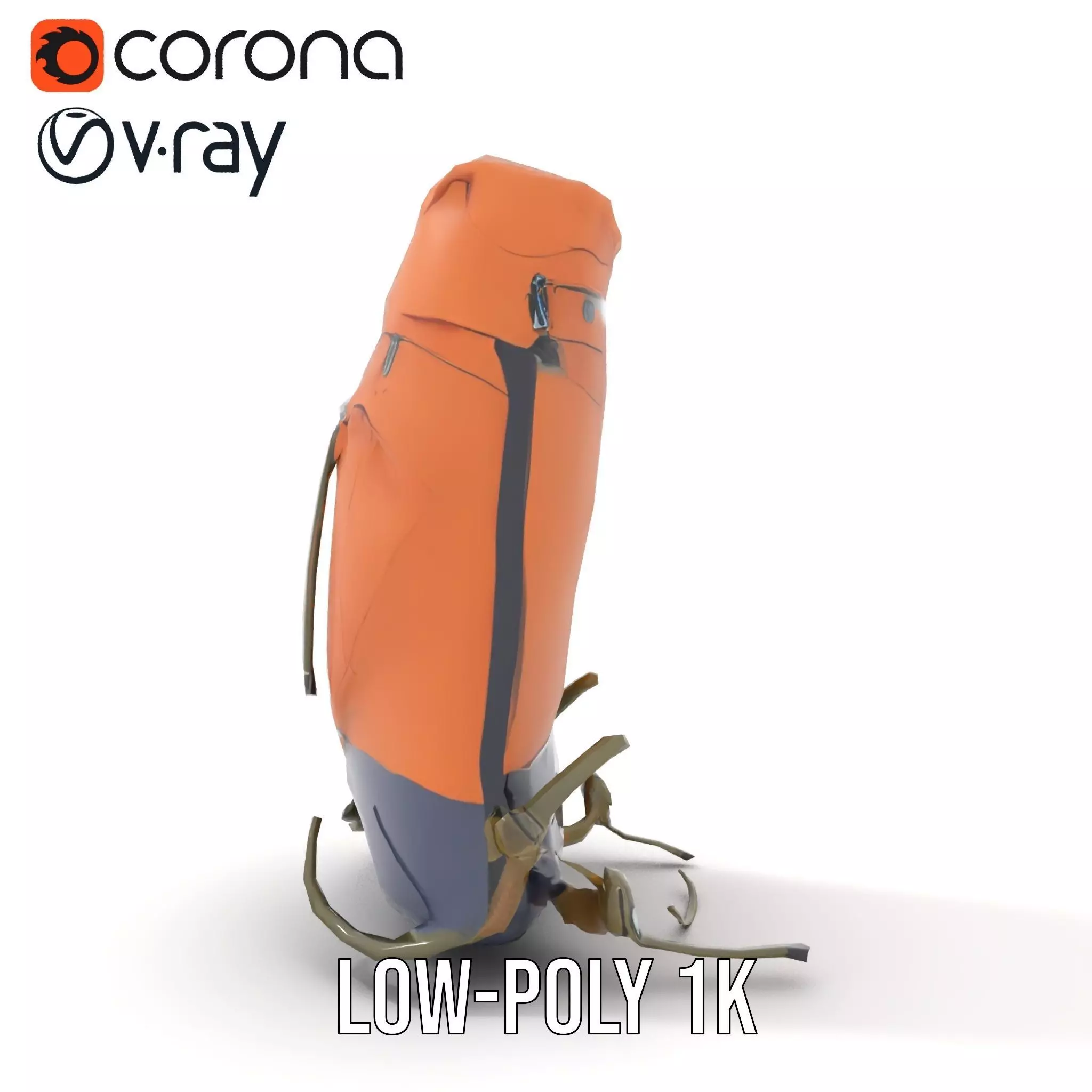 Orange Adventure Backpack model pack Low-poly 3D model_8