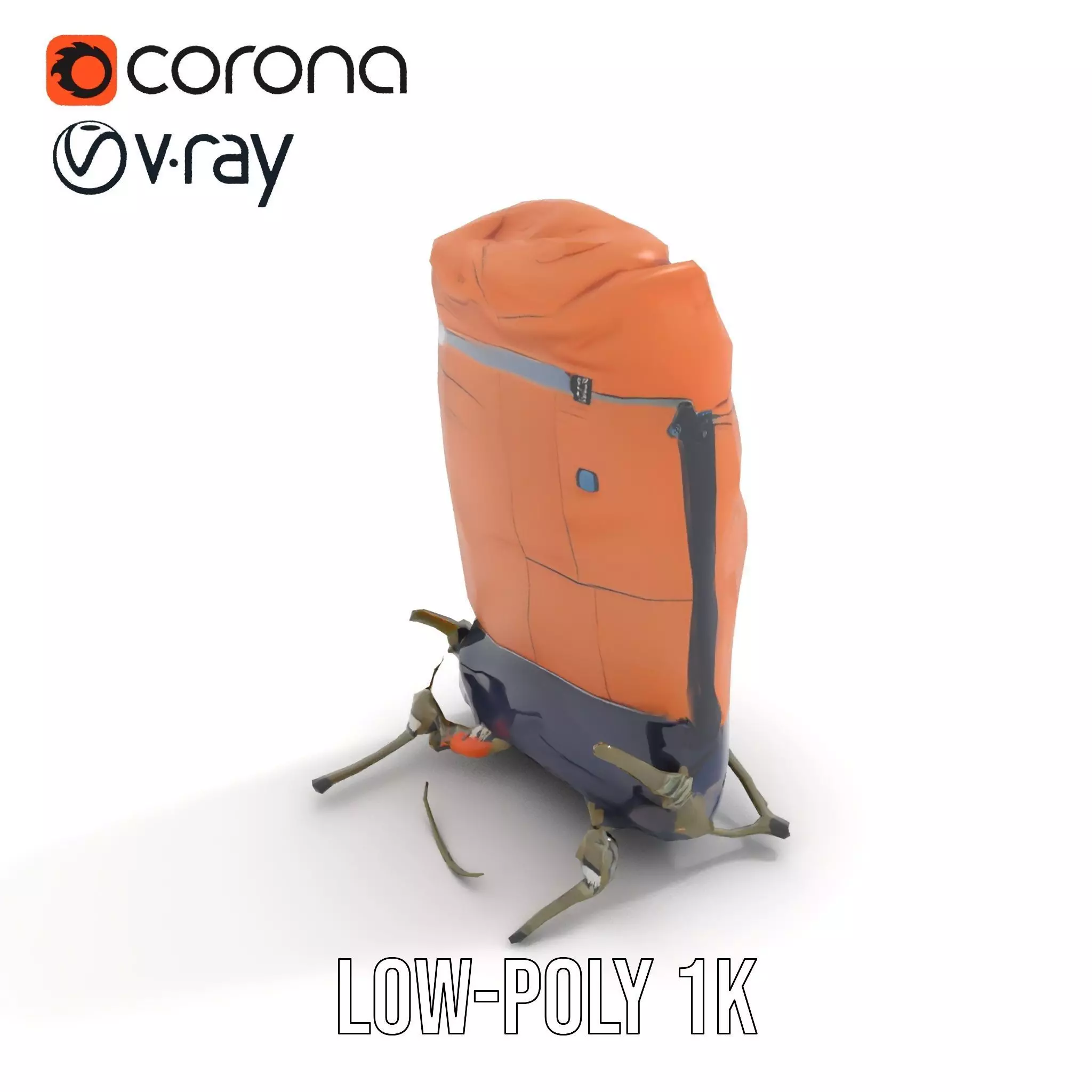 Orange Adventure Backpack model pack Low-poly 3D model_11