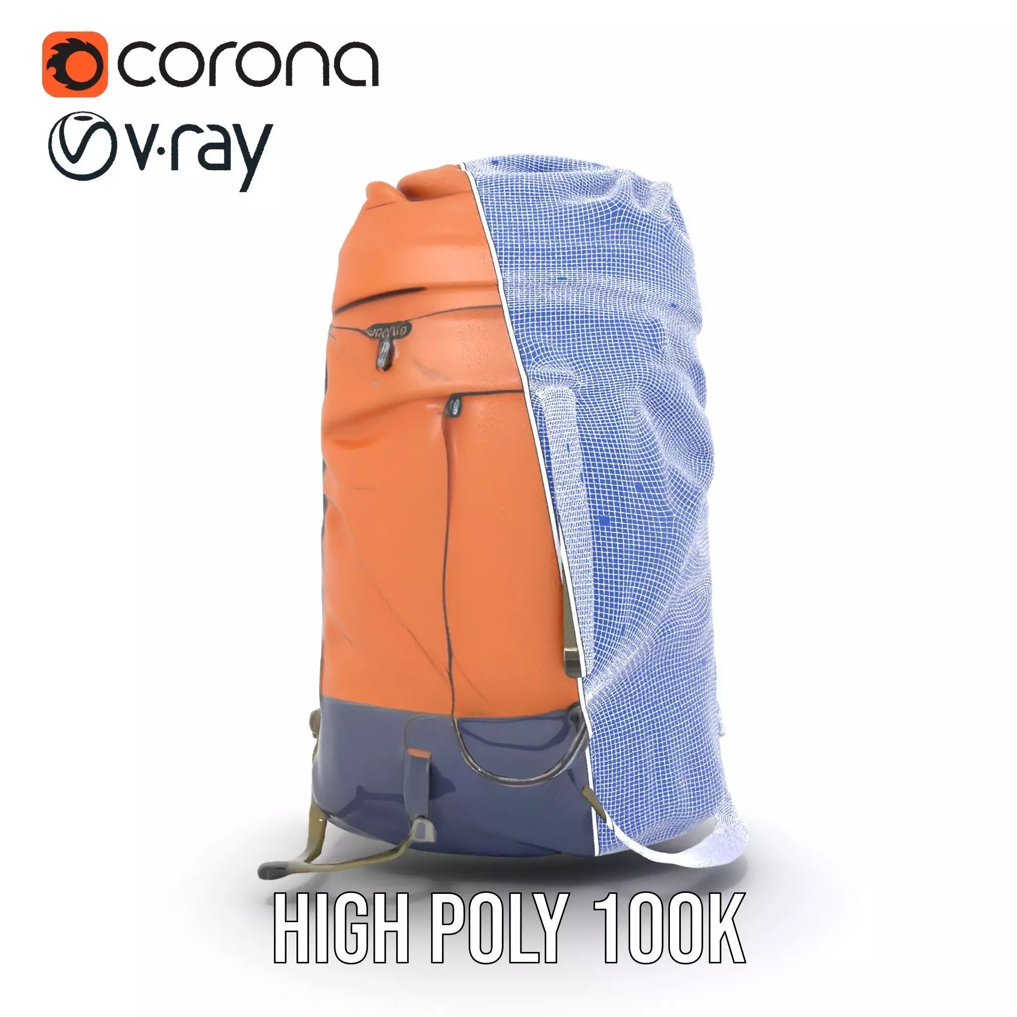 Orange Adventure Backpack model pack Low-poly 3D model_31