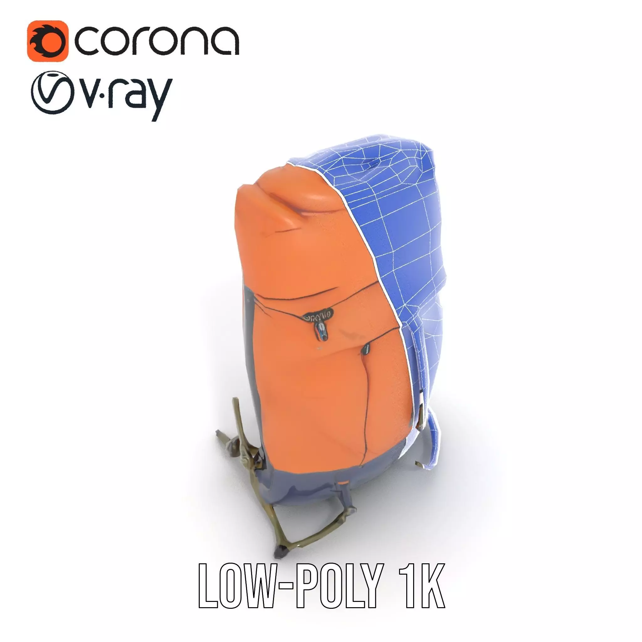 Orange Adventure Backpack model pack Low-poly 3D model_28