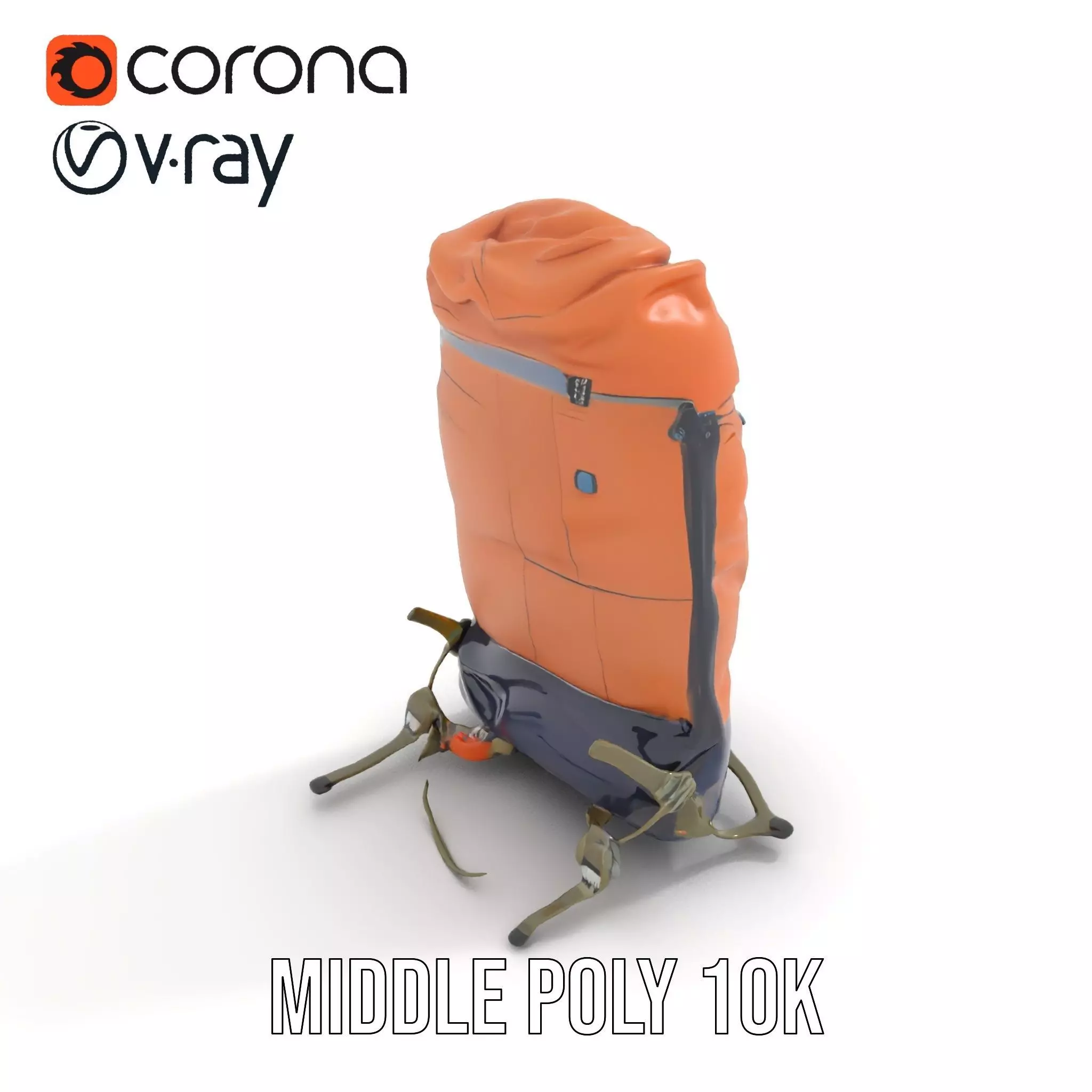 Orange Adventure Backpack model pack Low-poly 3D model_6
