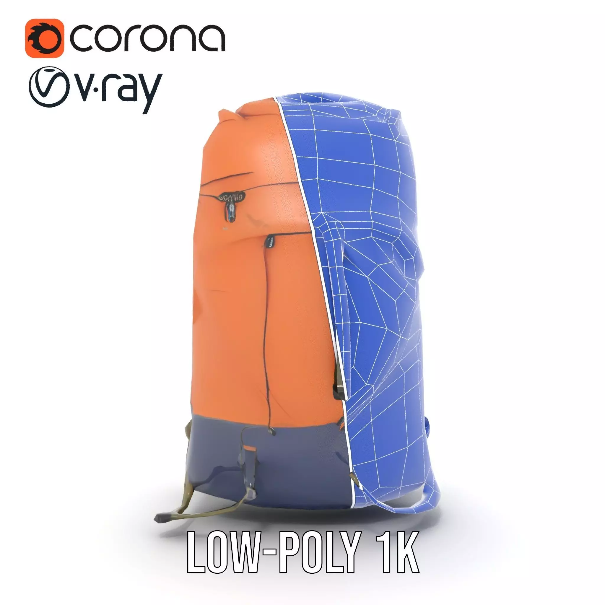 Orange Adventure Backpack model pack Low-poly 3D model_25