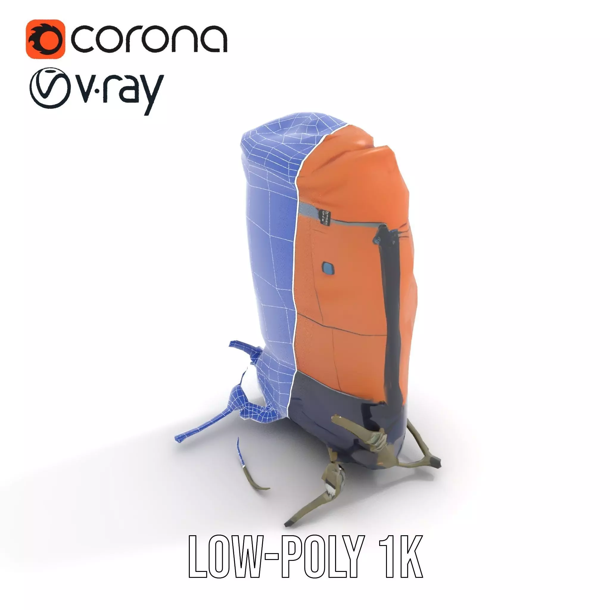 Orange Adventure Backpack model pack Low-poly 3D model_16