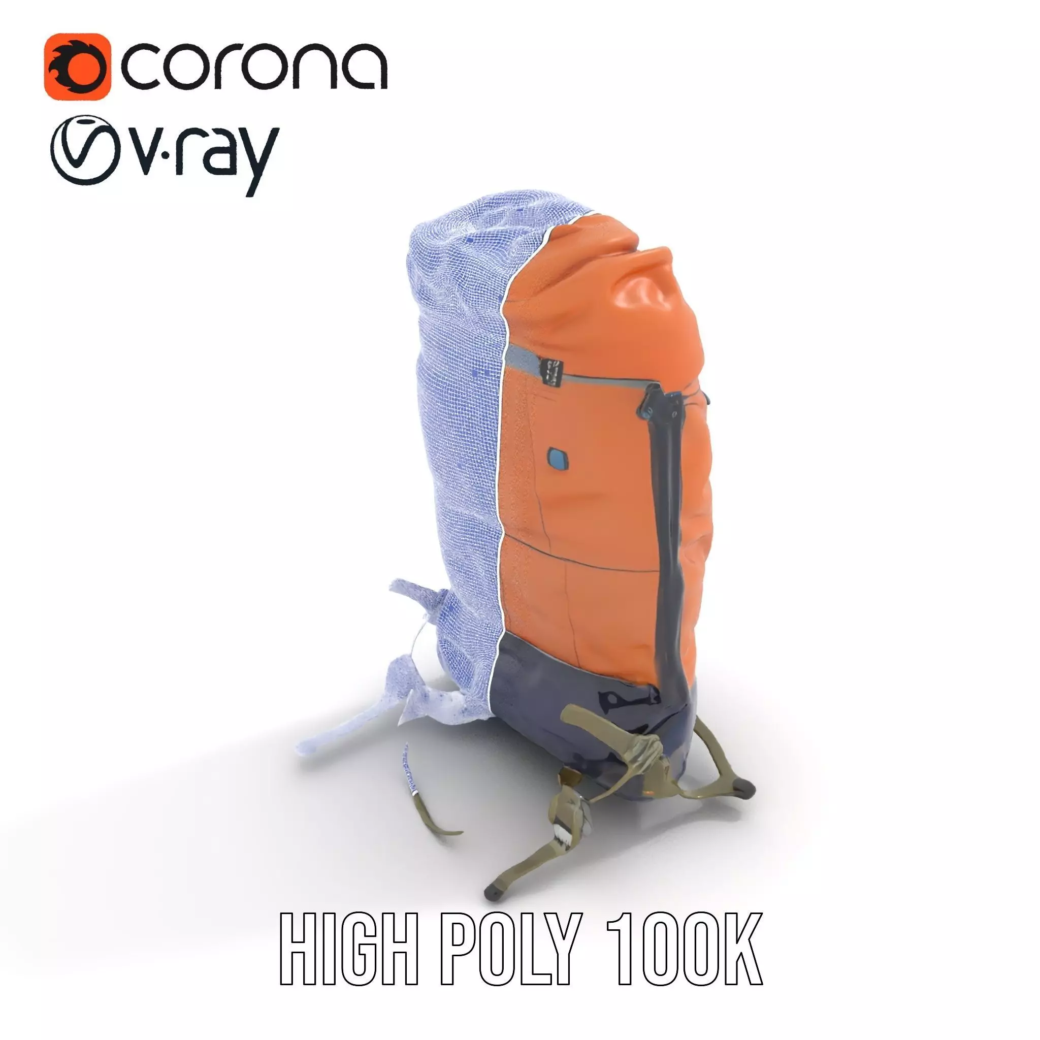 Orange Adventure Backpack model pack Low-poly 3D model_33