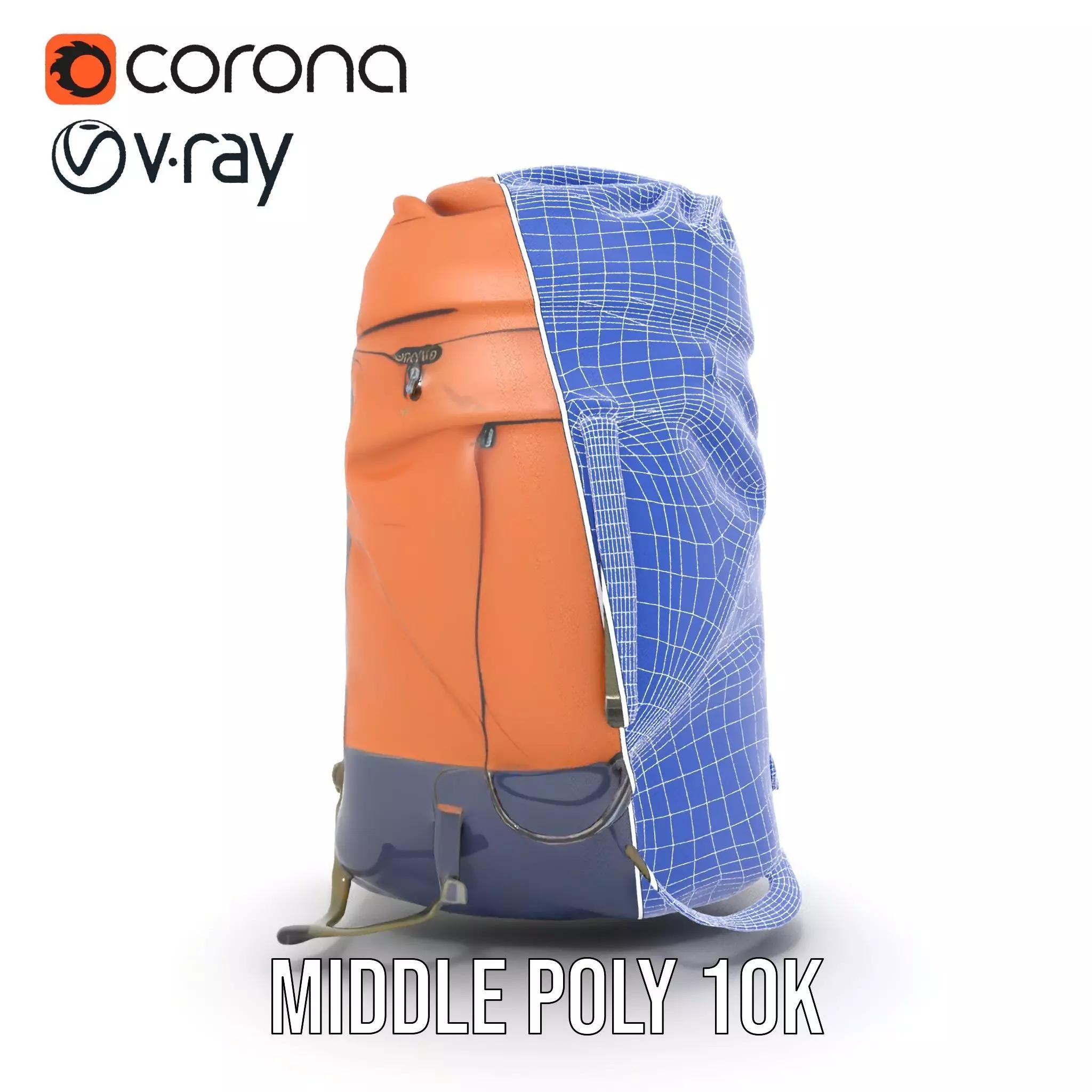 Orange Adventure Backpack model pack Low-poly 3D model_27