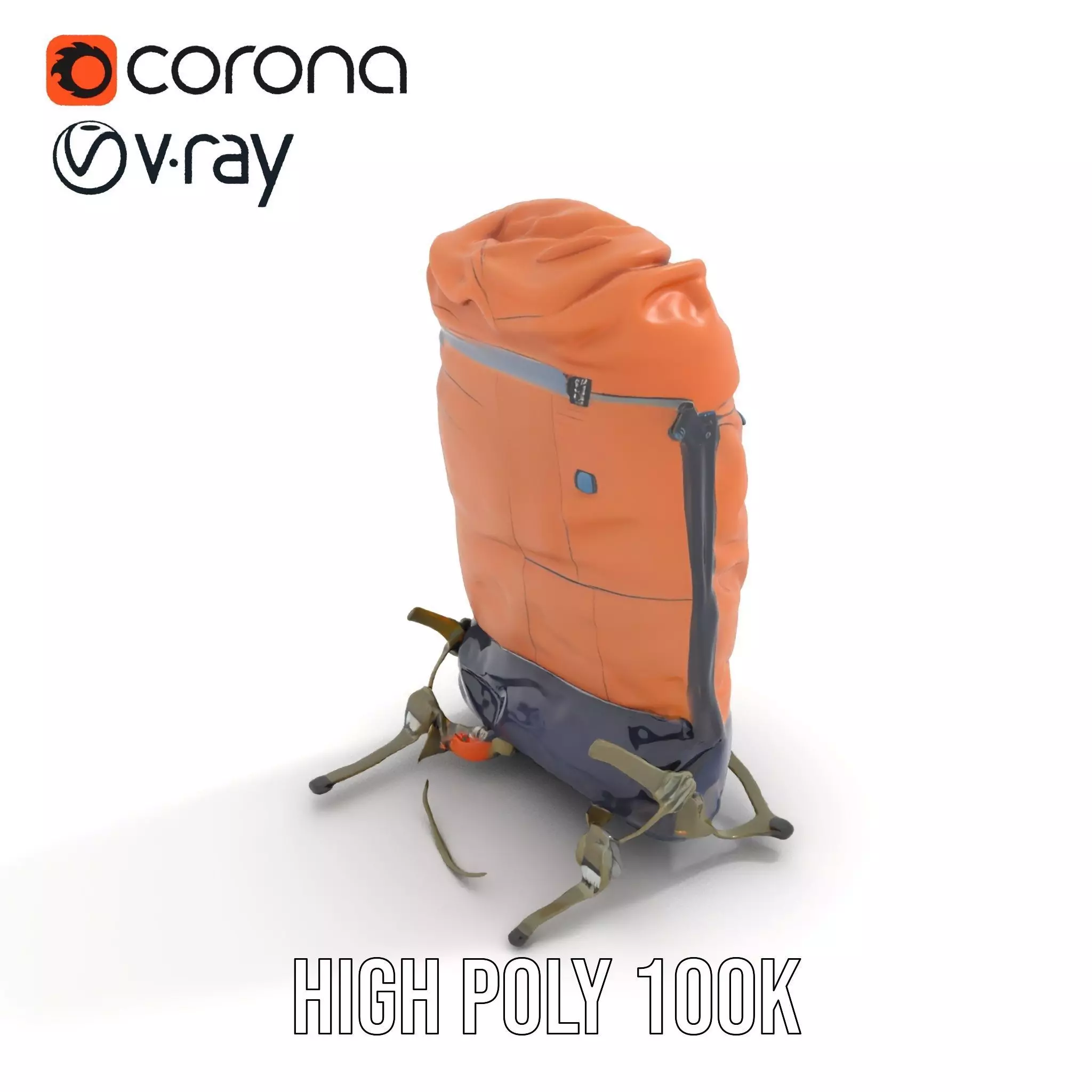 Orange Adventure Backpack model pack Low-poly 3D model_12