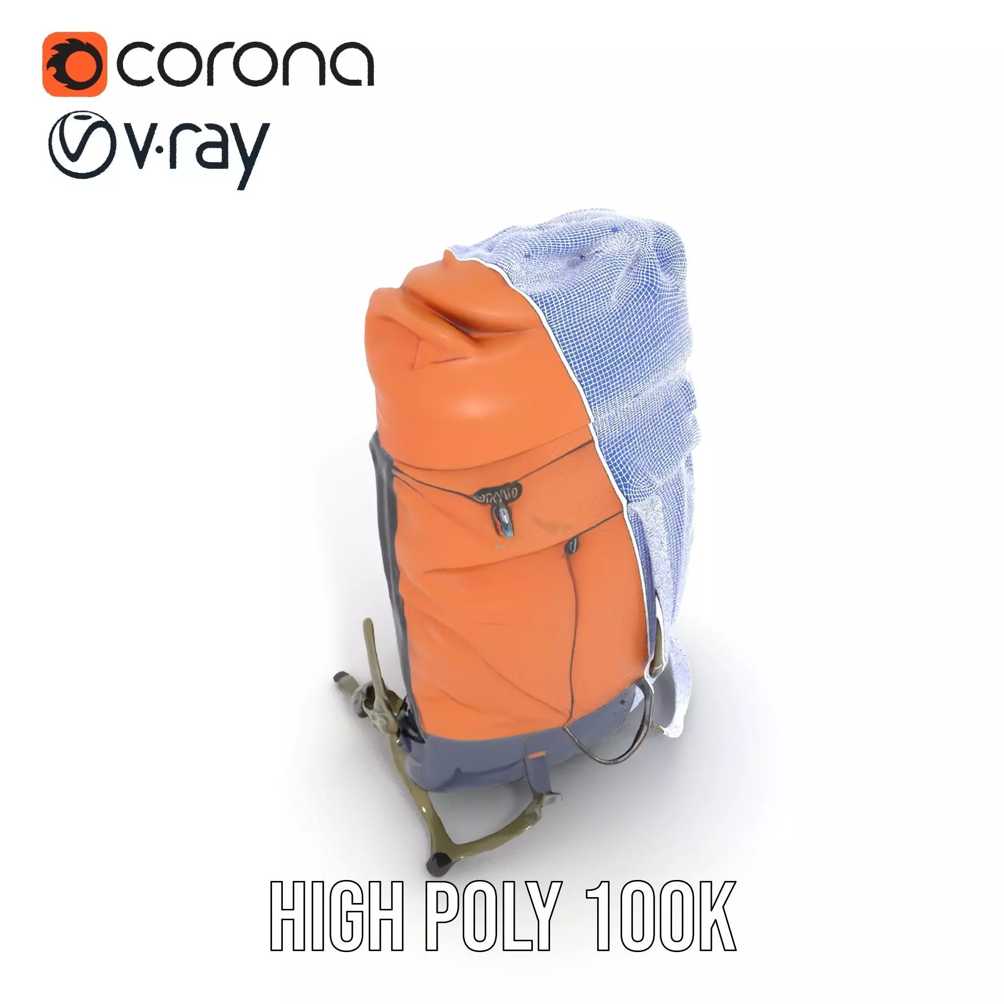 Orange Adventure Backpack model pack Low-poly 3D model_34