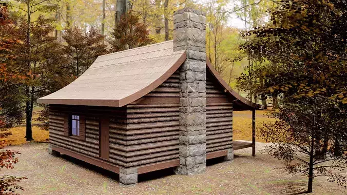 the little house in the woods Low-poly 3D model 4
