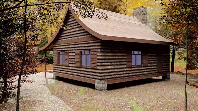 the little house in the woods Low-poly 3D model 3