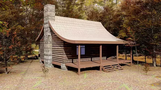 the little house in the woods Low-poly 3D model 2