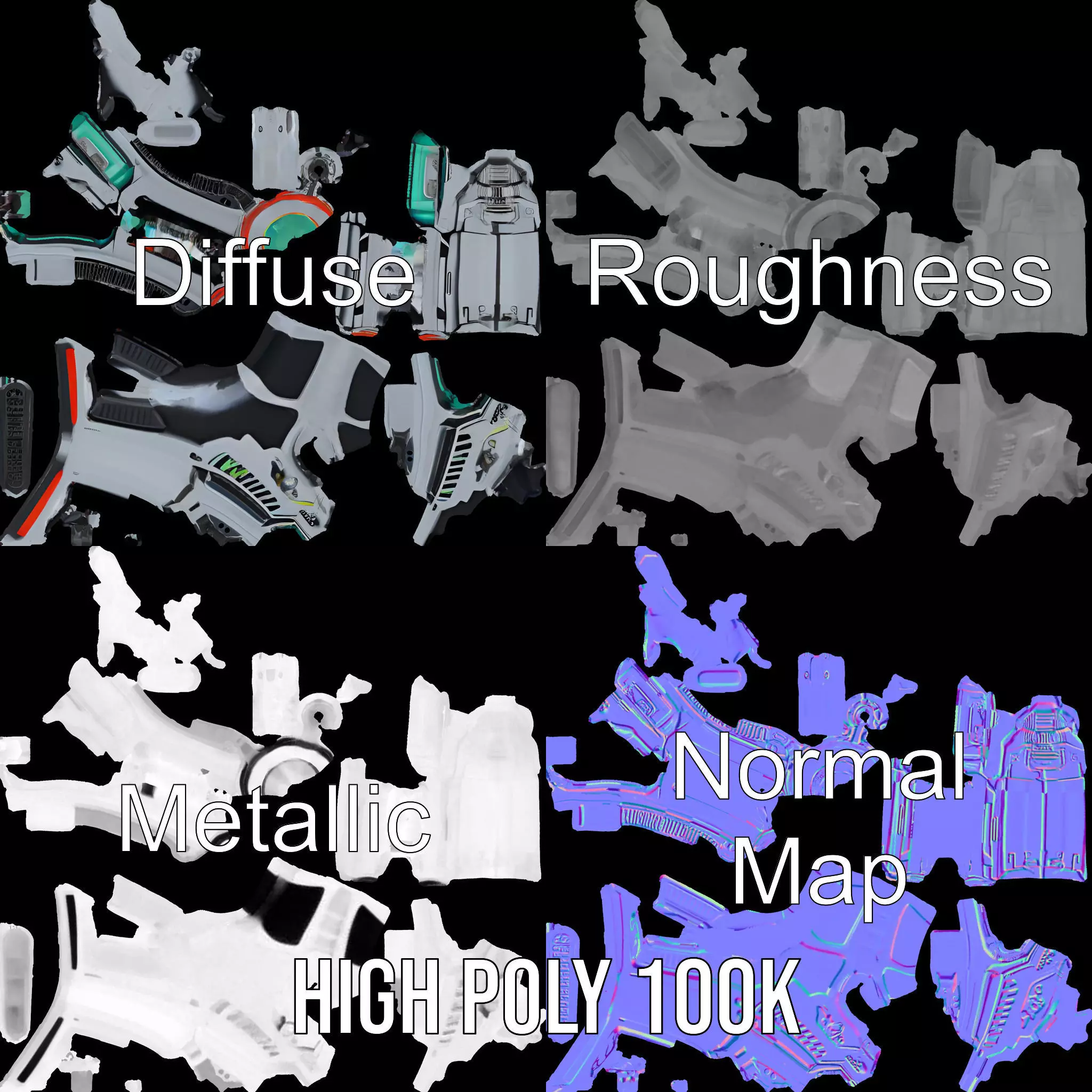 Futuristic Laser Rifle model pack Low-poly 3D model_4