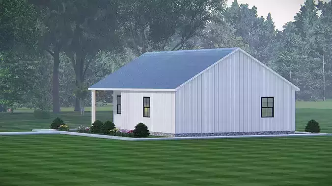 Modern Barndominium House 3D Model with Rustic Metal Siding 3D model