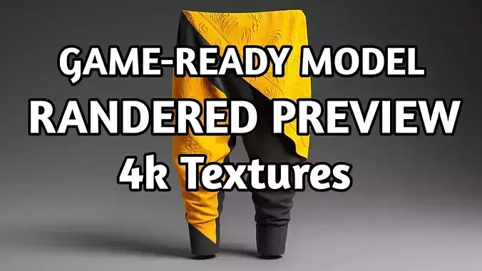 Embroidered Utility Scarf Pants  Realistic 3D Model