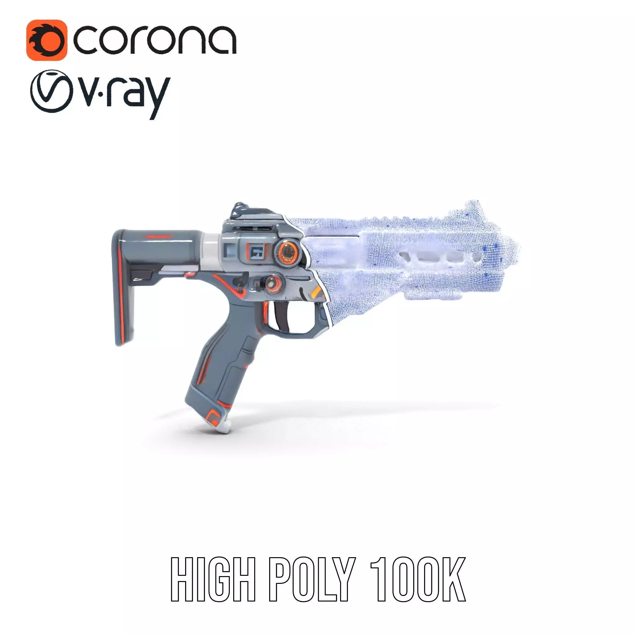 Futuristic Pulse Pistol model pack Low-poly 3D model_30