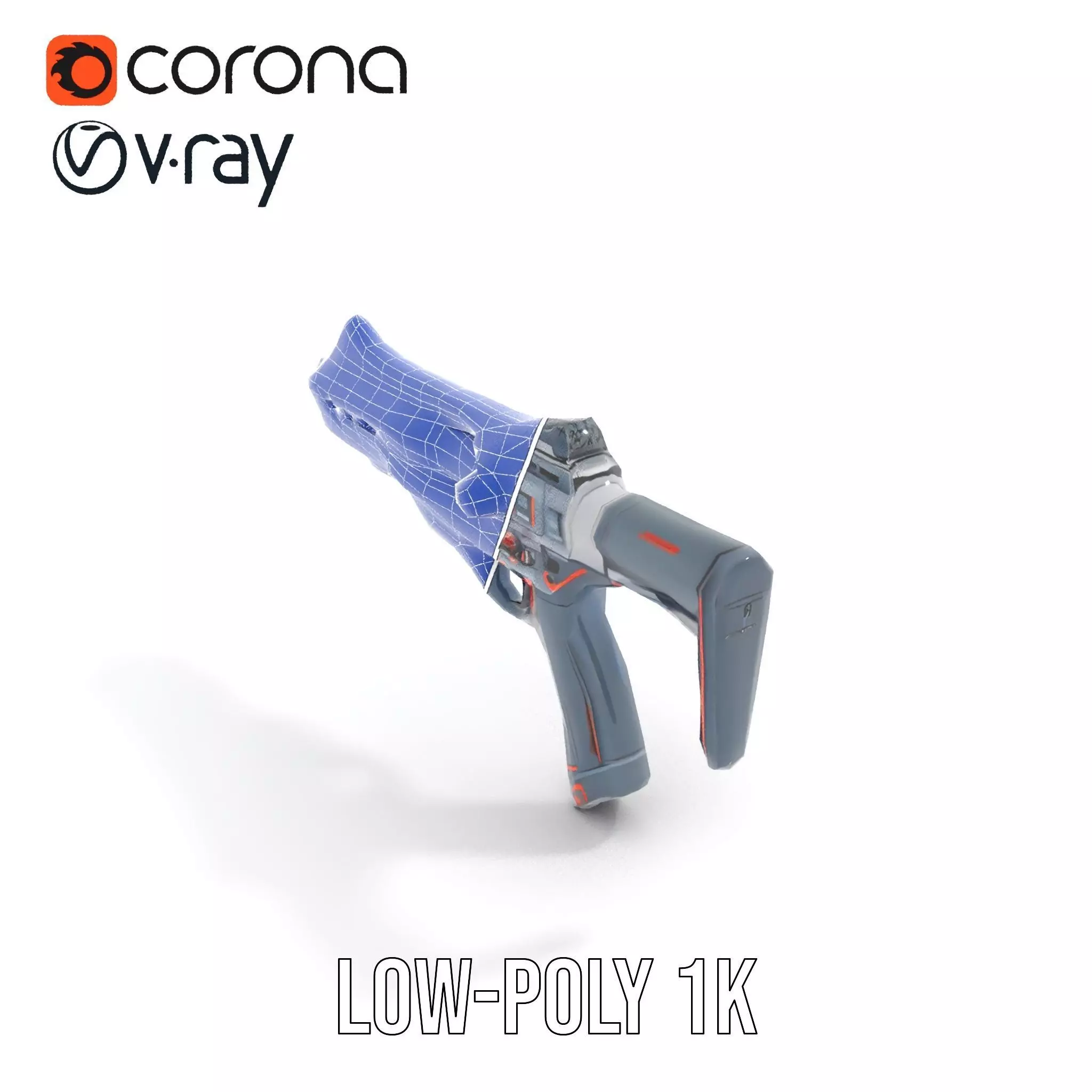 Futuristic Pulse Pistol model pack Low-poly 3D model_13