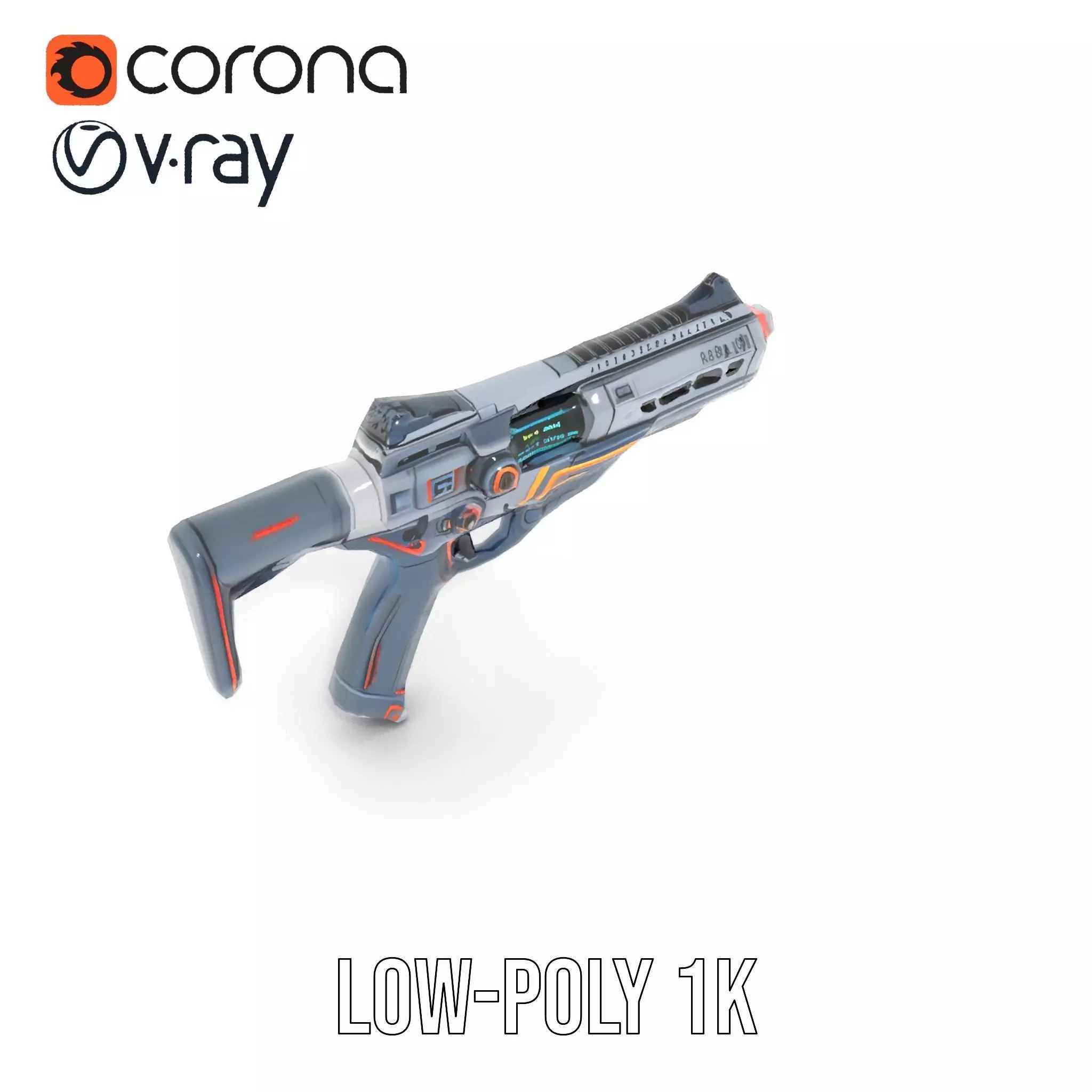 Futuristic Pulse Pistol model pack Low-poly 3D model_24