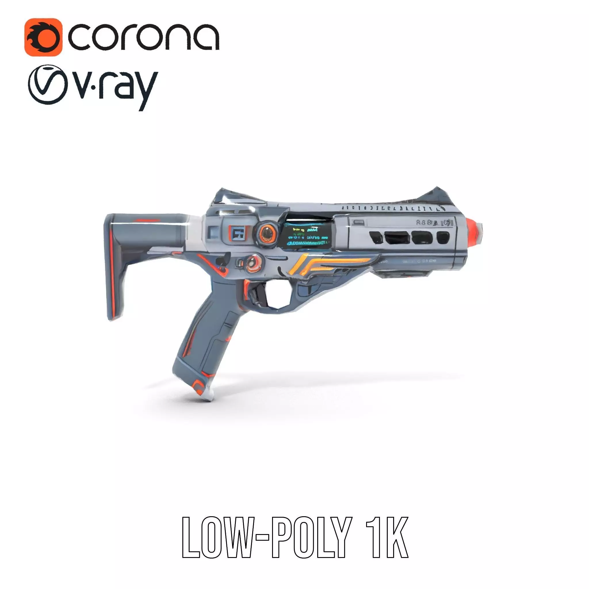 Futuristic Pulse Pistol model pack Low-poly 3D model_8