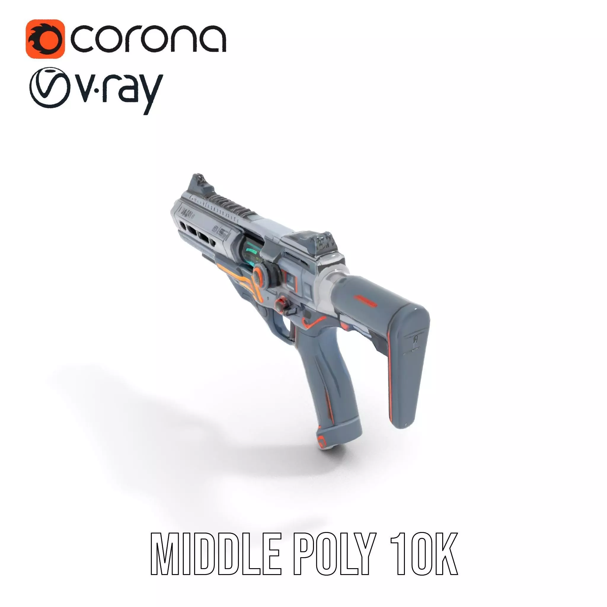 Futuristic Pulse Pistol model pack Low-poly 3D model_12