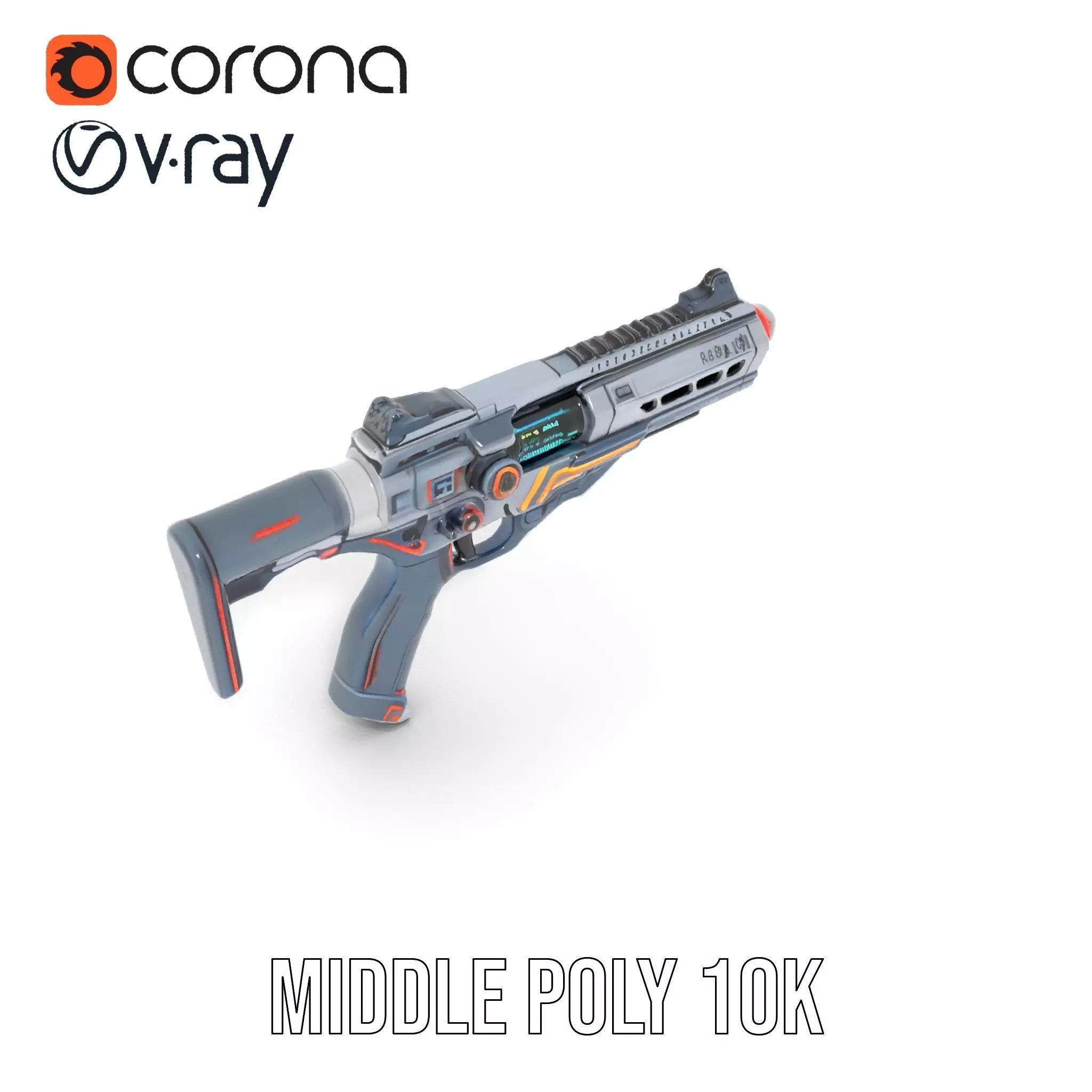 Futuristic Pulse Pistol model pack Low-poly 3D model_20