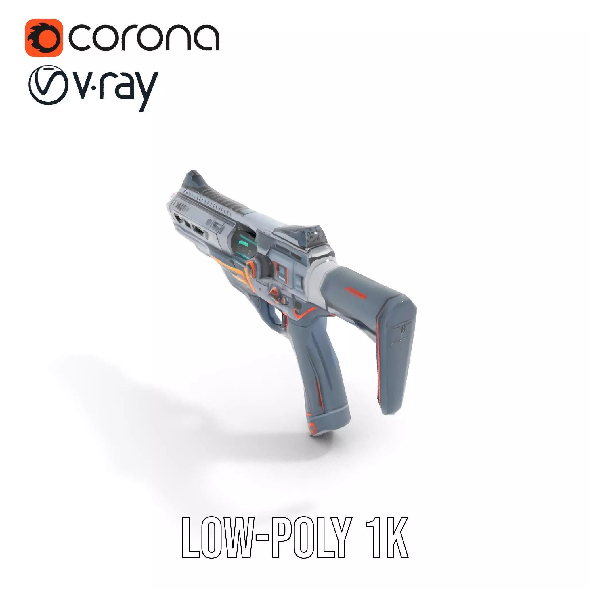 Futuristic Pulse Pistol model pack Low-poly 3D model_29