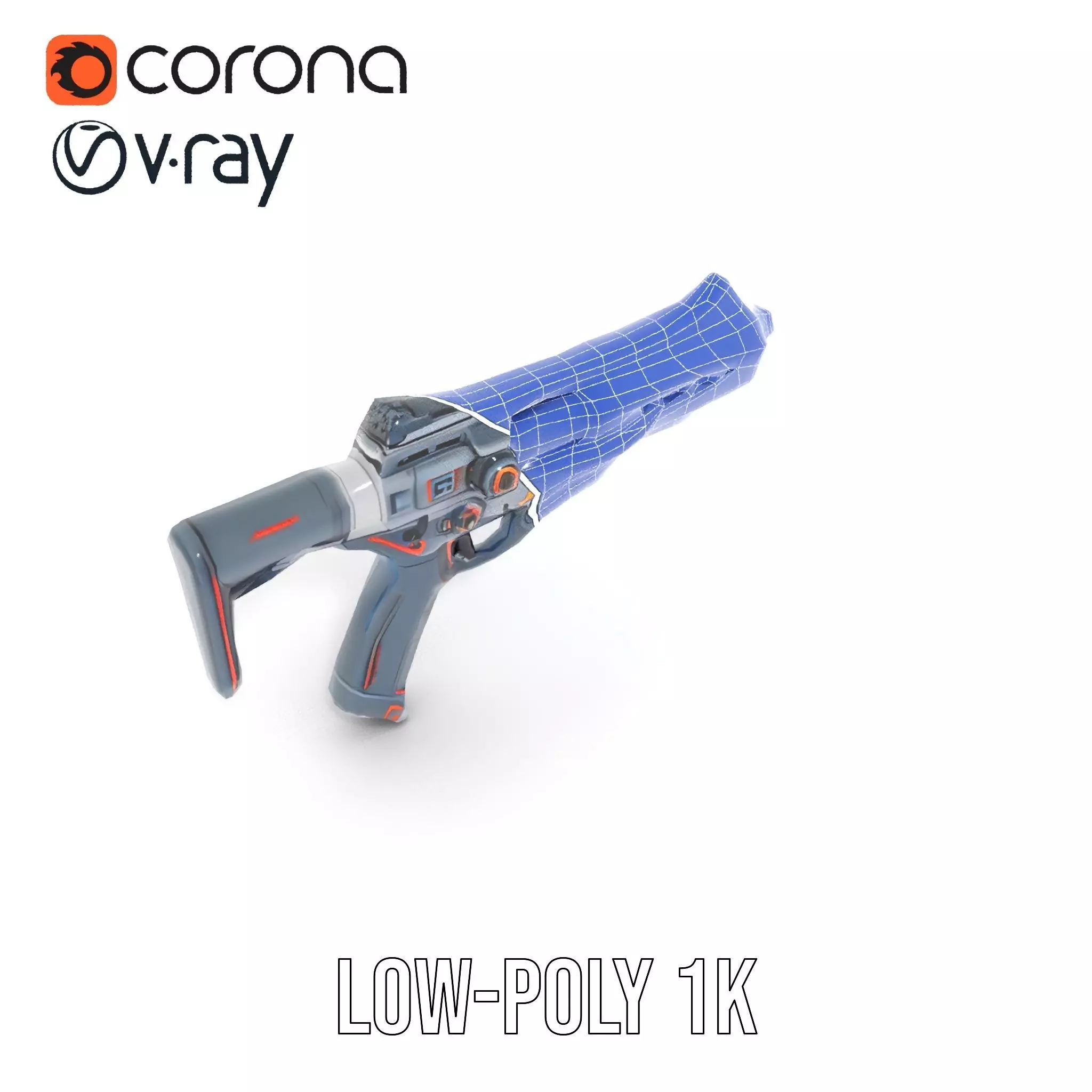 Futuristic Pulse Pistol model pack Low-poly 3D model_10