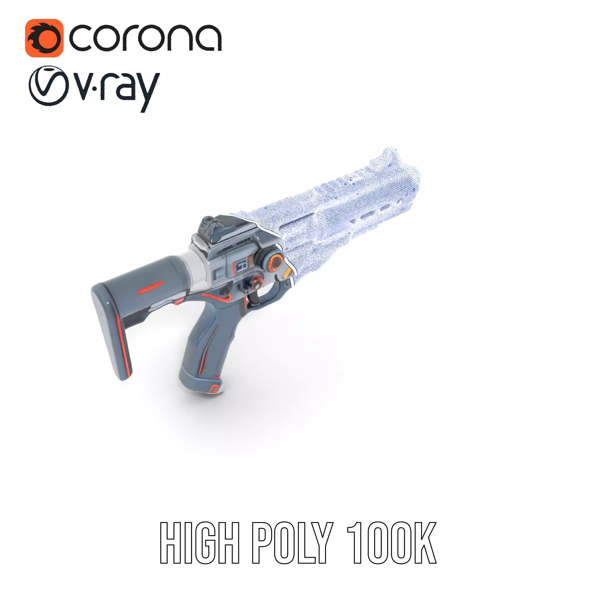 Futuristic Pulse Pistol model pack Low-poly 3D model_27