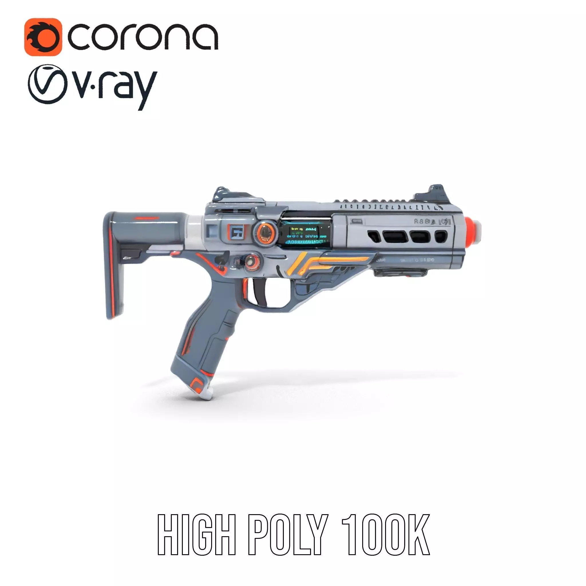 Futuristic Pulse Pistol model pack Low-poly 3D model_33