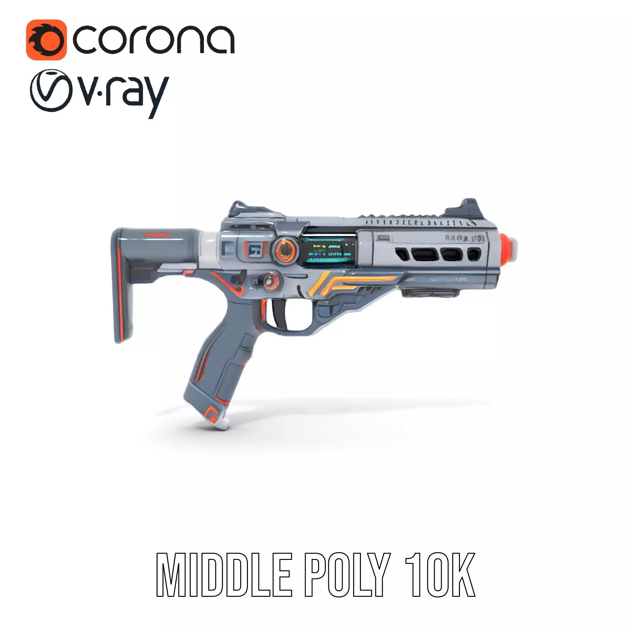 Futuristic Pulse Pistol model pack Low-poly 3D model_6