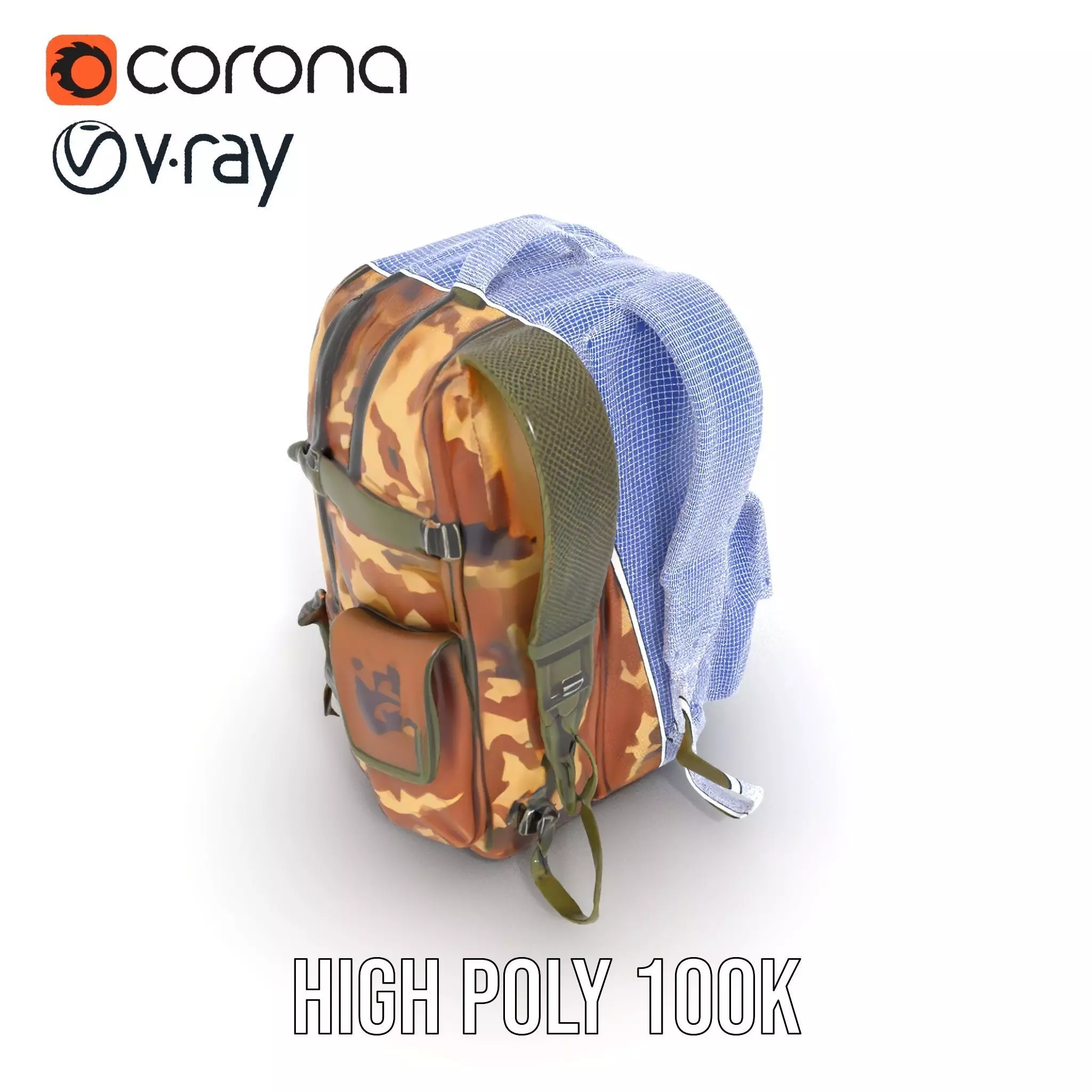Camouflage Tactical Backpack model pack Low-poly 3D model_35