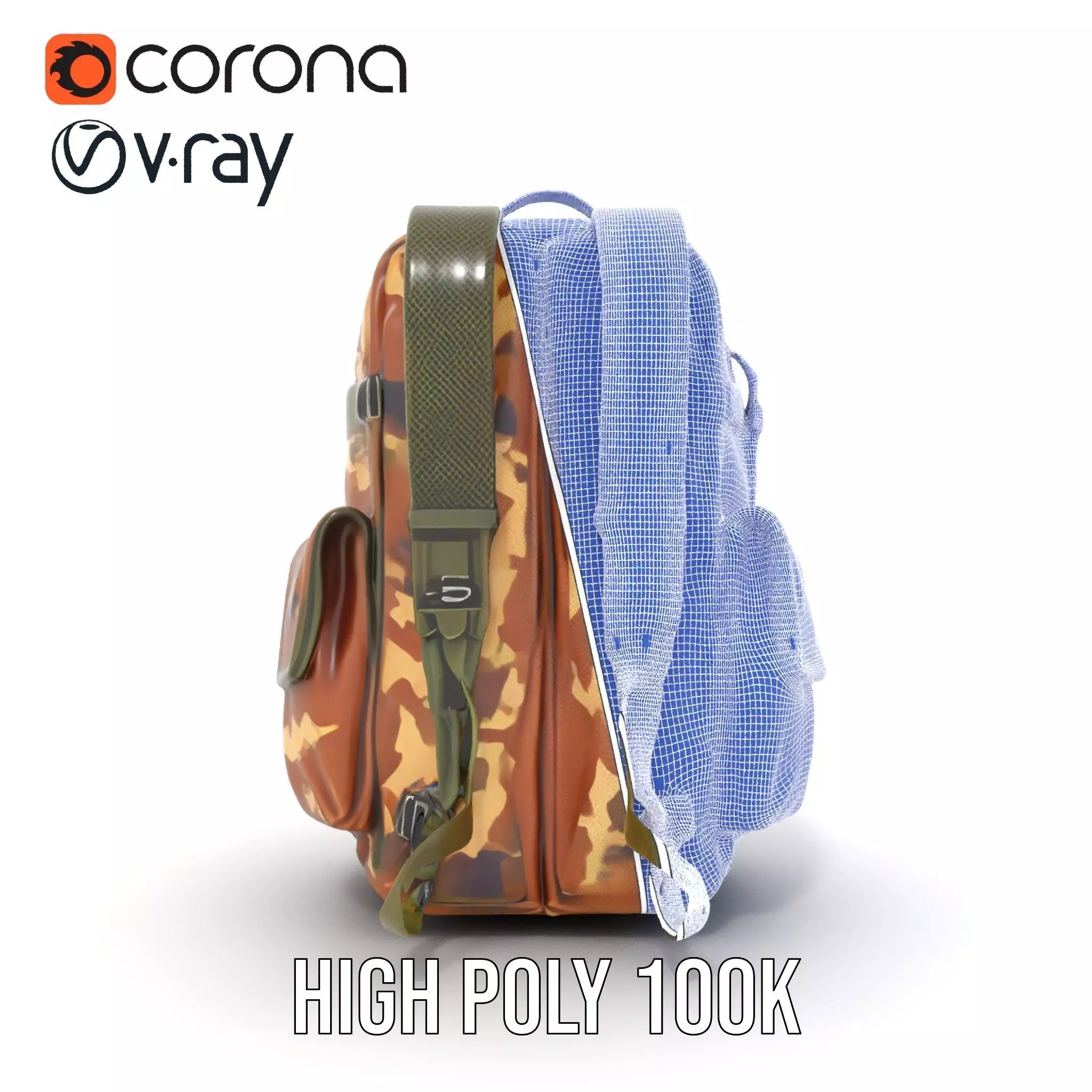 Camouflage Tactical Backpack model pack Low-poly 3D model_33