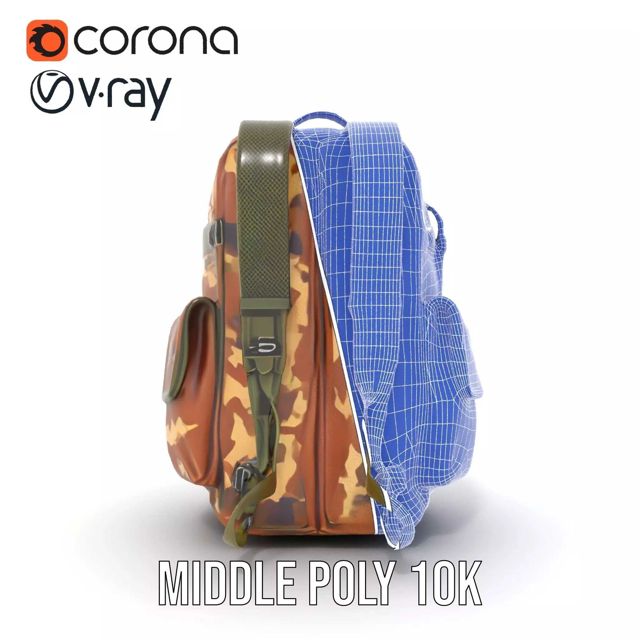 Camouflage Tactical Backpack model pack Low-poly 3D model_25