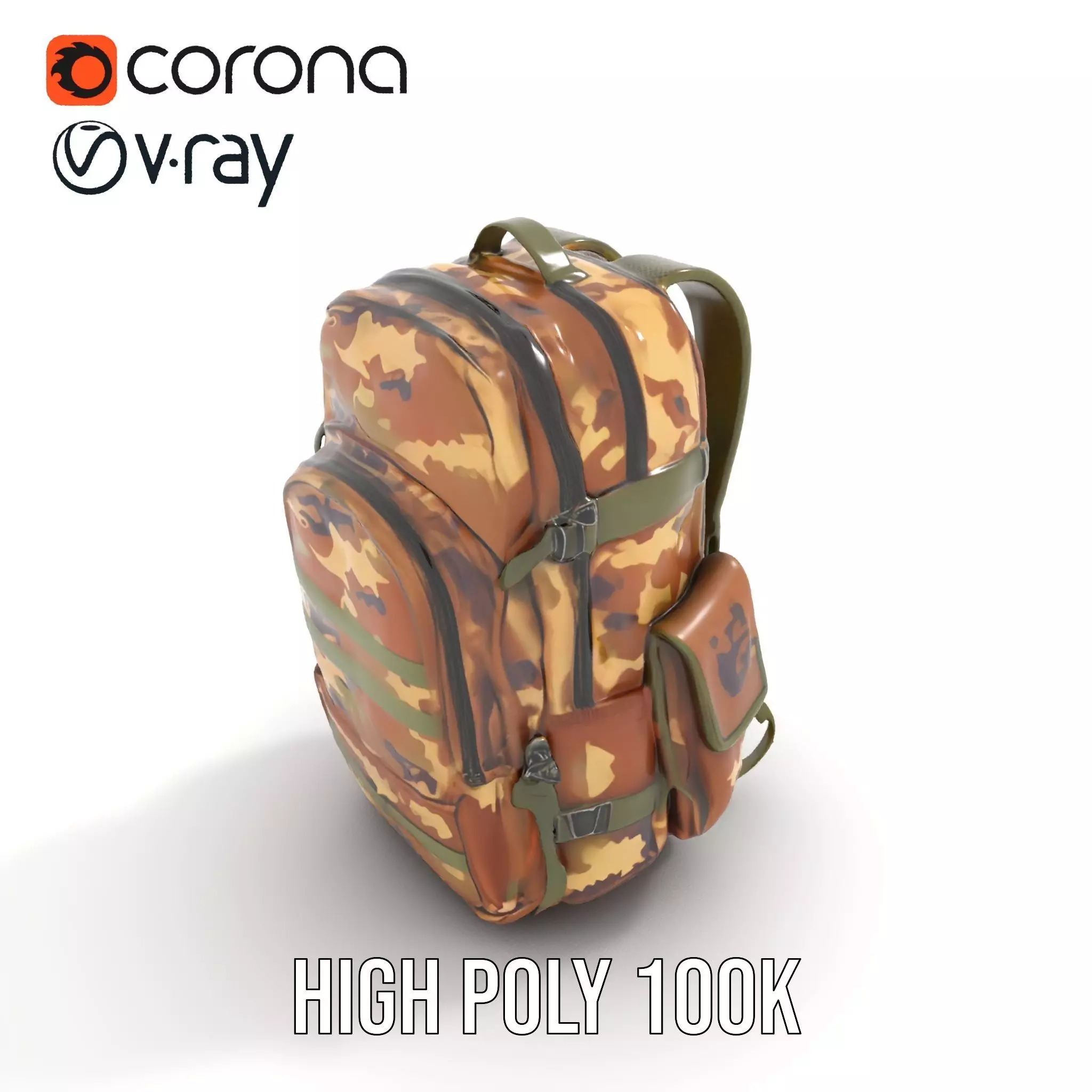 Camouflage Tactical Backpack model pack Low-poly 3D model_21
