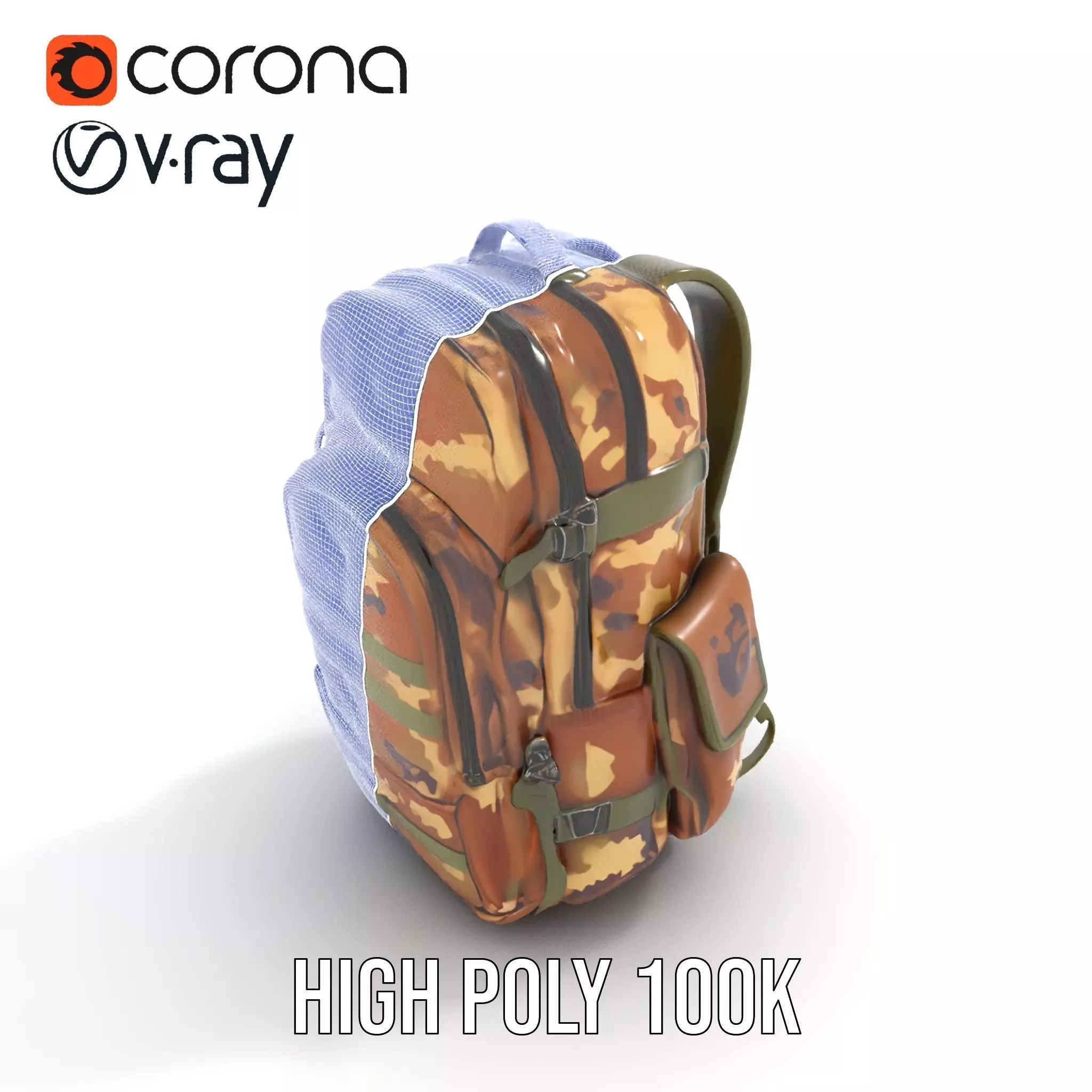 Camouflage Tactical Backpack model pack Low-poly 3D model_32