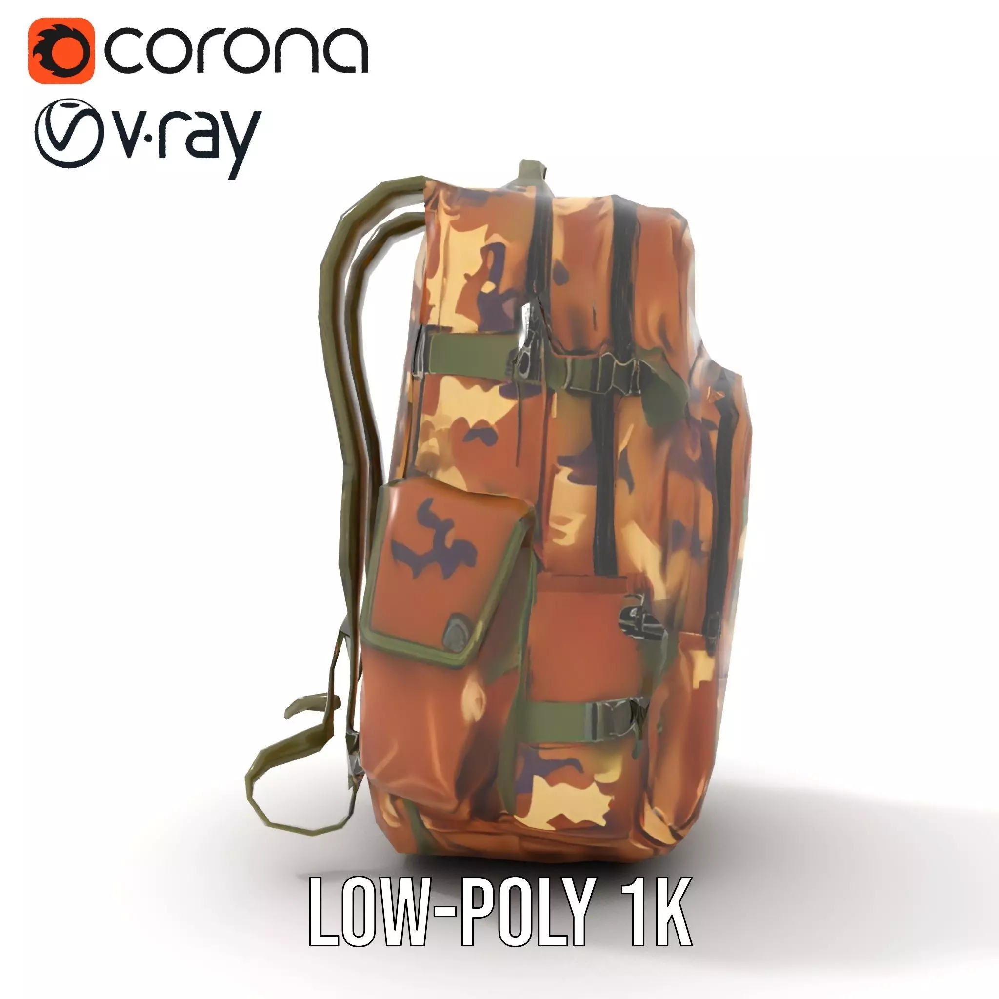 Camouflage Tactical Backpack model pack Low-poly 3D model_29