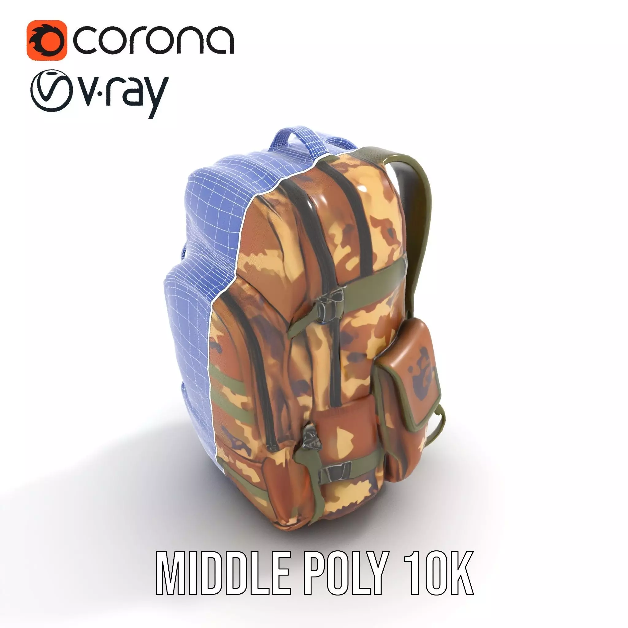 Camouflage Tactical Backpack model pack Low-poly 3D model_28
