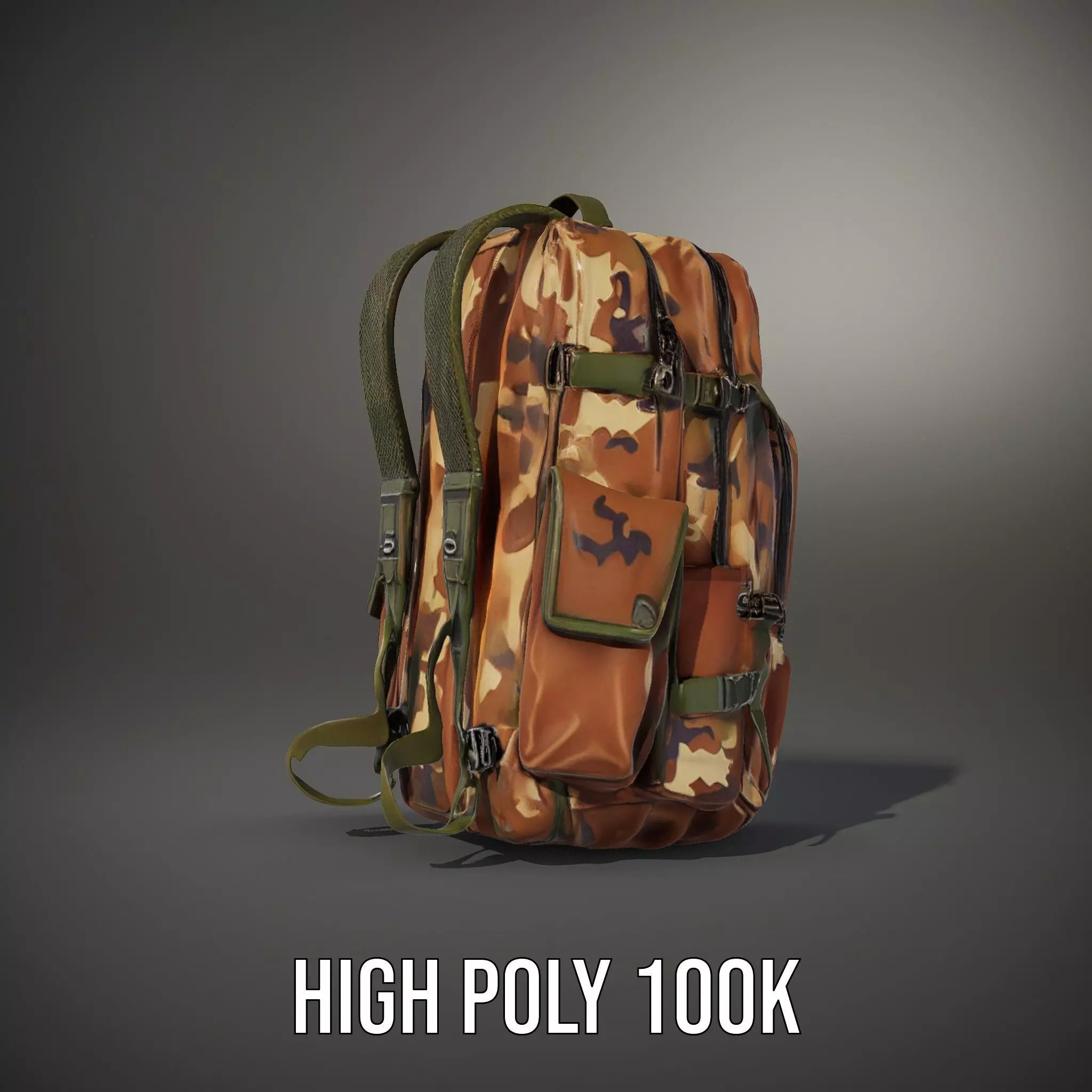 Camouflage Tactical Backpack model pack Low-poly 3D model_9