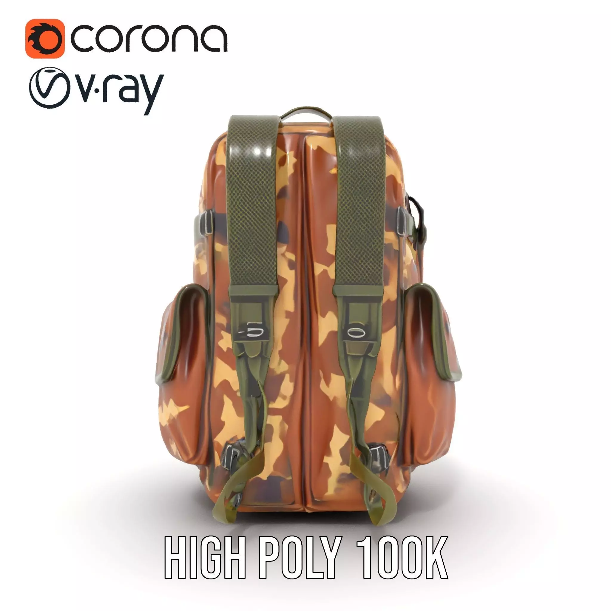 Camouflage Tactical Backpack model pack Low-poly 3D model_27