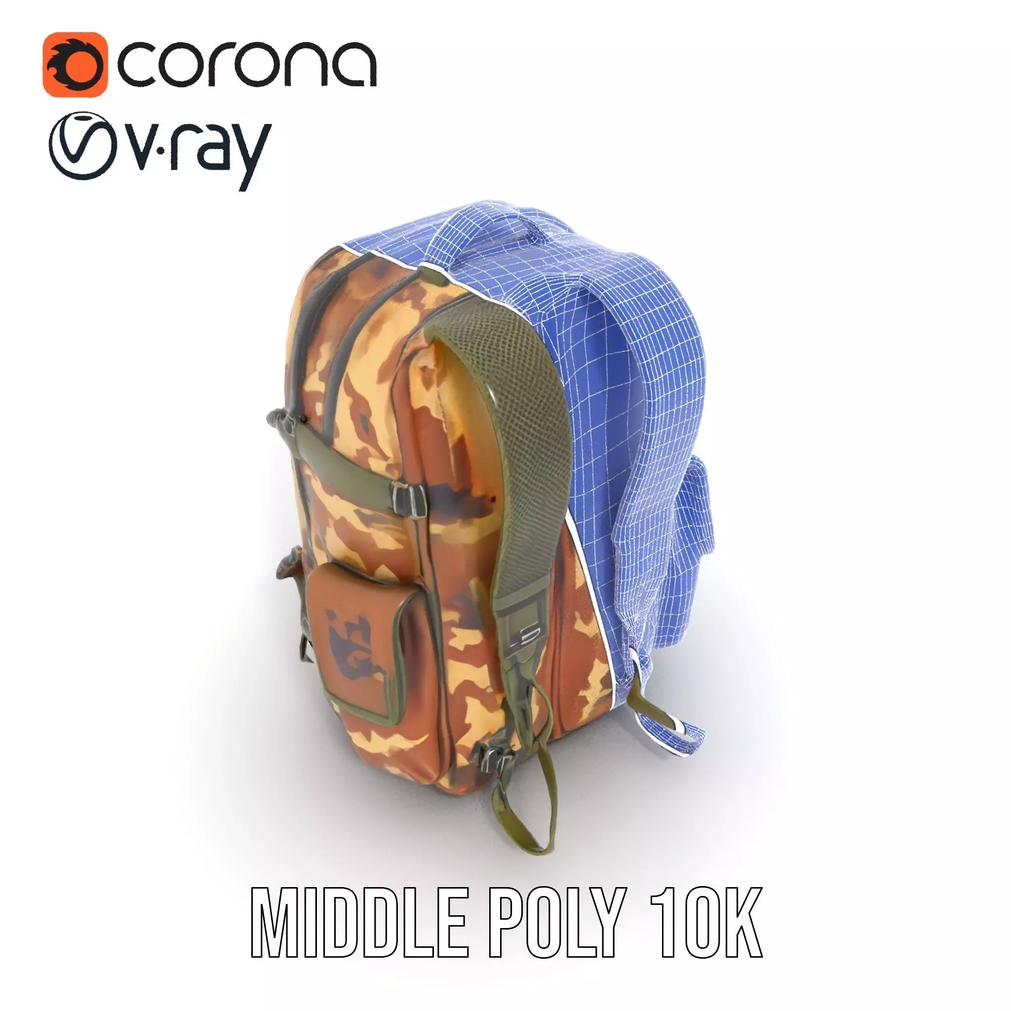 Camouflage Tactical Backpack model pack Low-poly 3D model_22