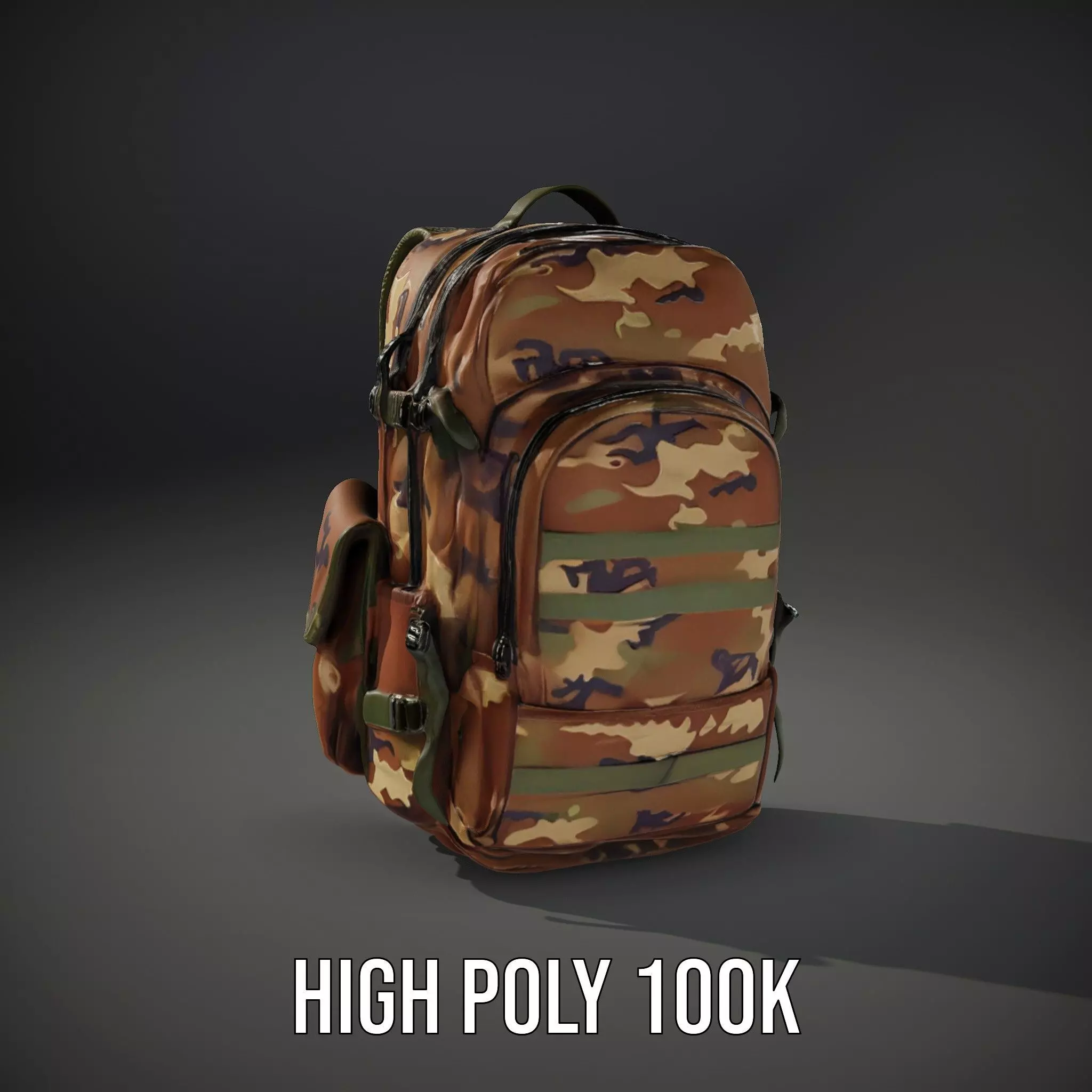 Camouflage Tactical Backpack model pack Low-poly 3D model_11