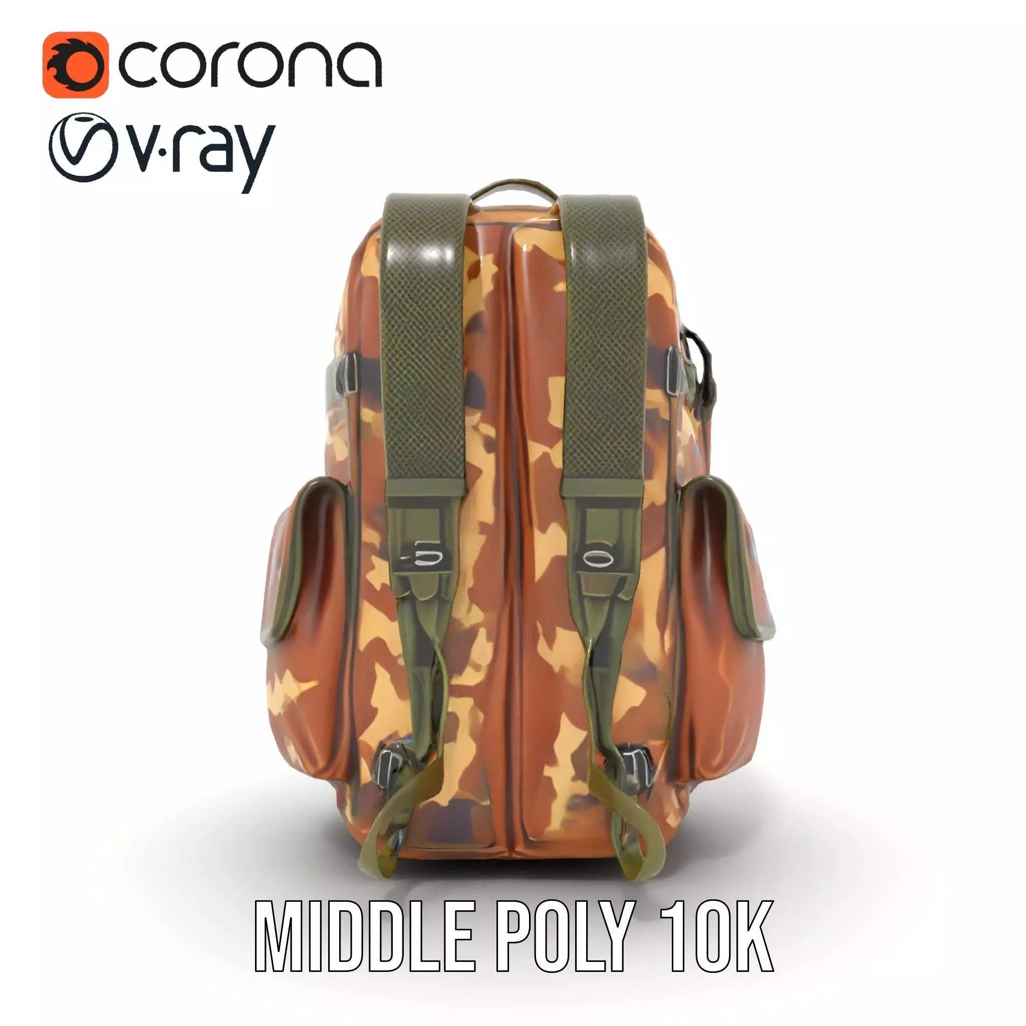 Camouflage Tactical Backpack model pack Low-poly 3D model_12
