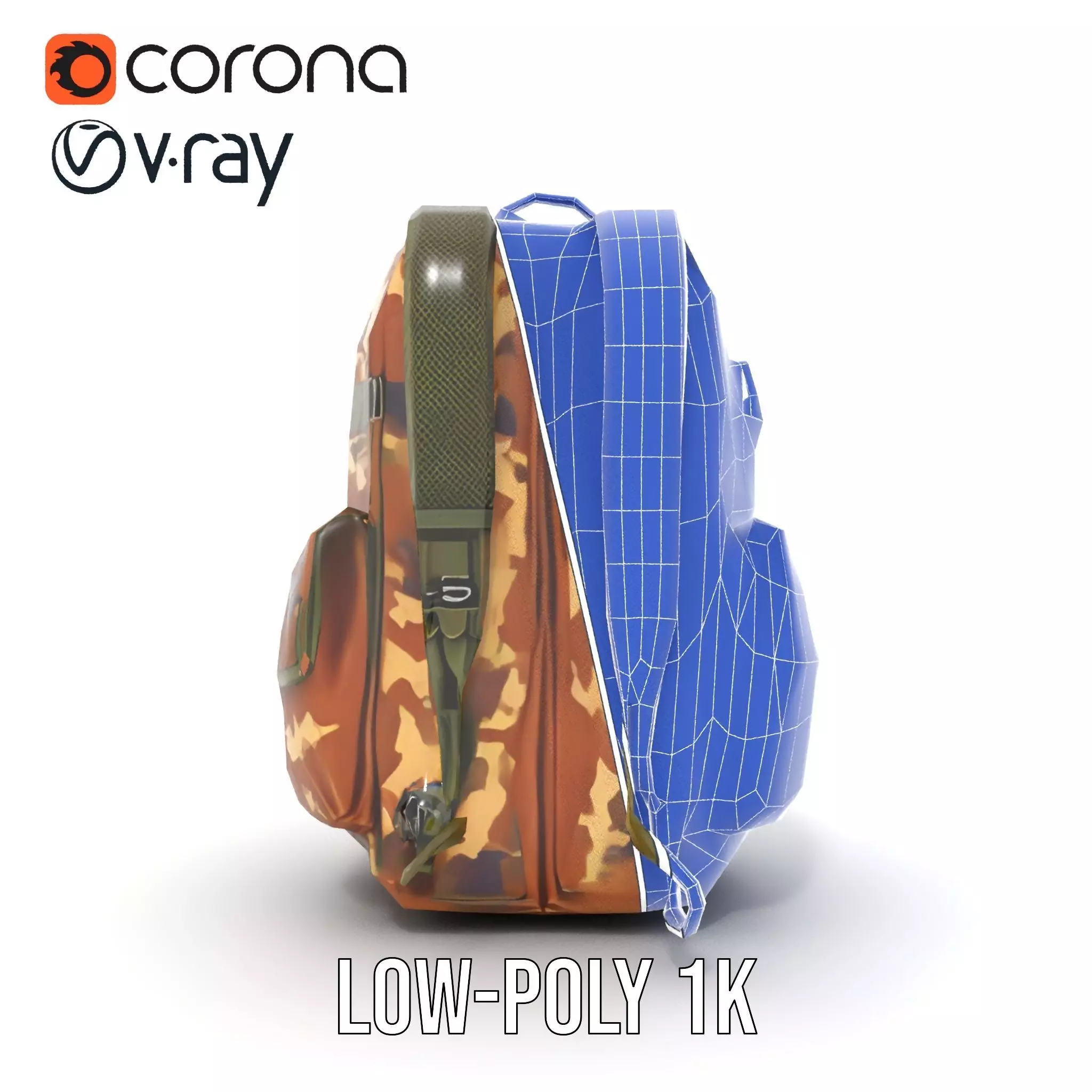 Camouflage Tactical Backpack model pack Low-poly 3D model_31