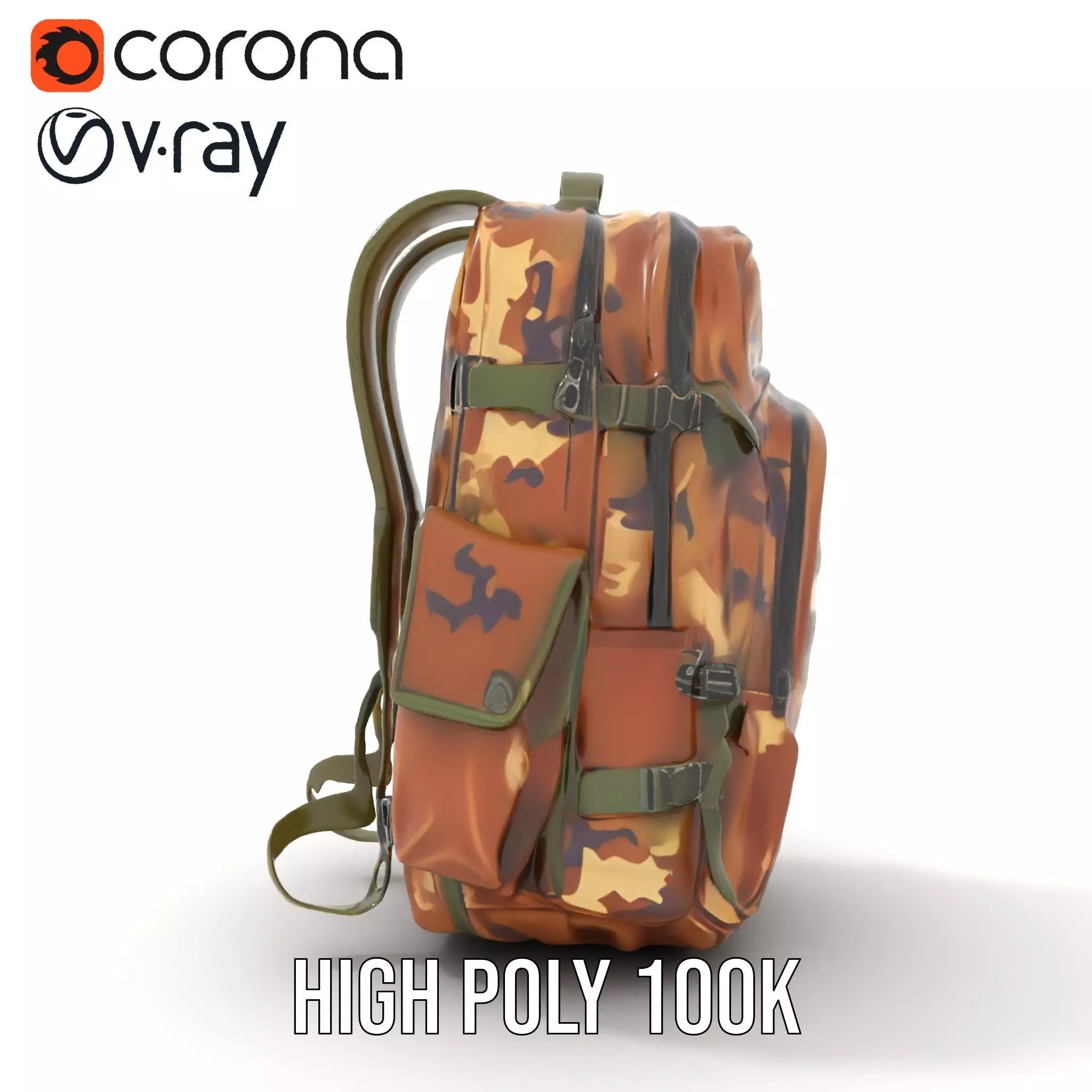 Camouflage Tactical Backpack model pack Low-poly 3D model_24