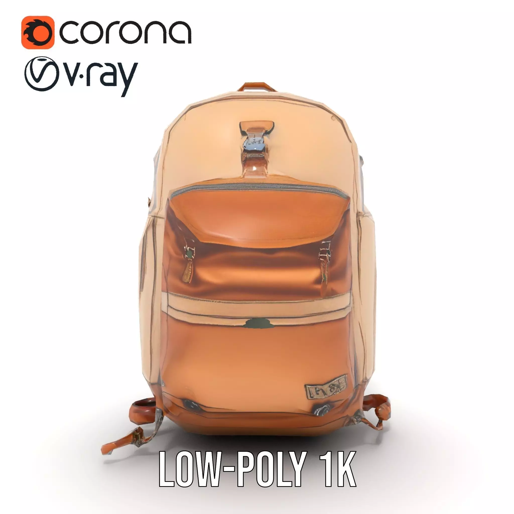 Tan Adventure Backpack model pack Low-poly 3D model_11