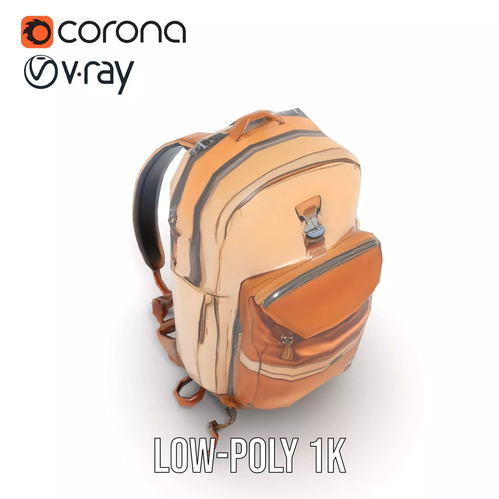 Tan Adventure Backpack model pack Low-poly 3D model_29