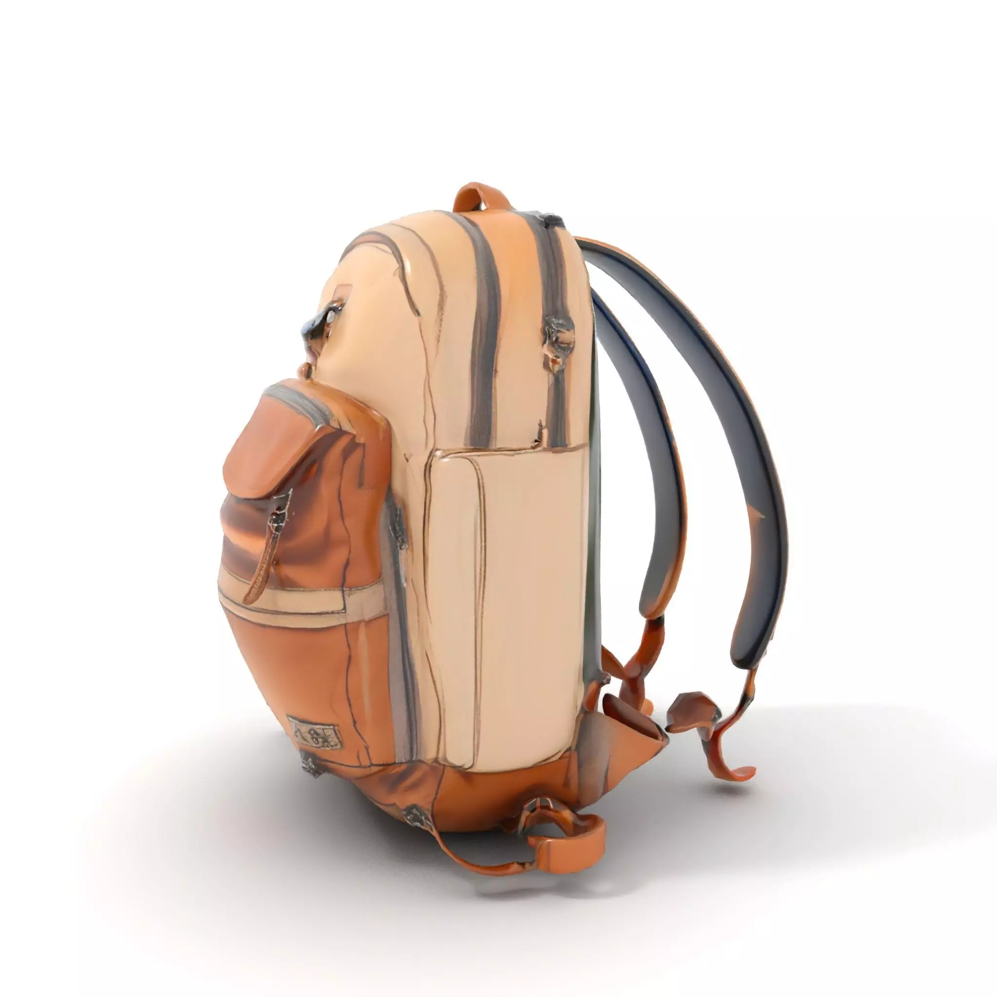 Tan Adventure Backpack model pack Low-poly 3D model_6