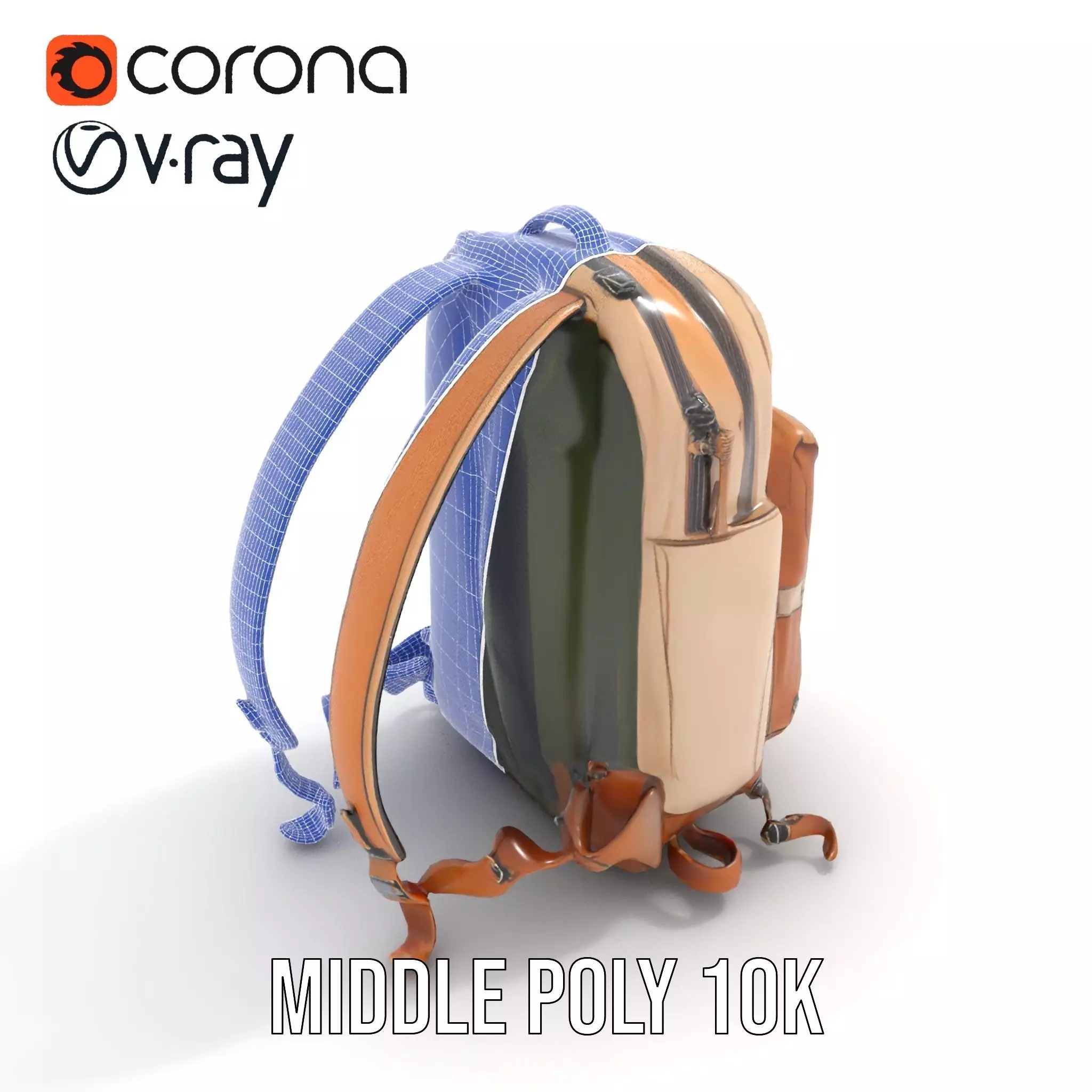 Tan Adventure Backpack model pack Low-poly 3D model_25
