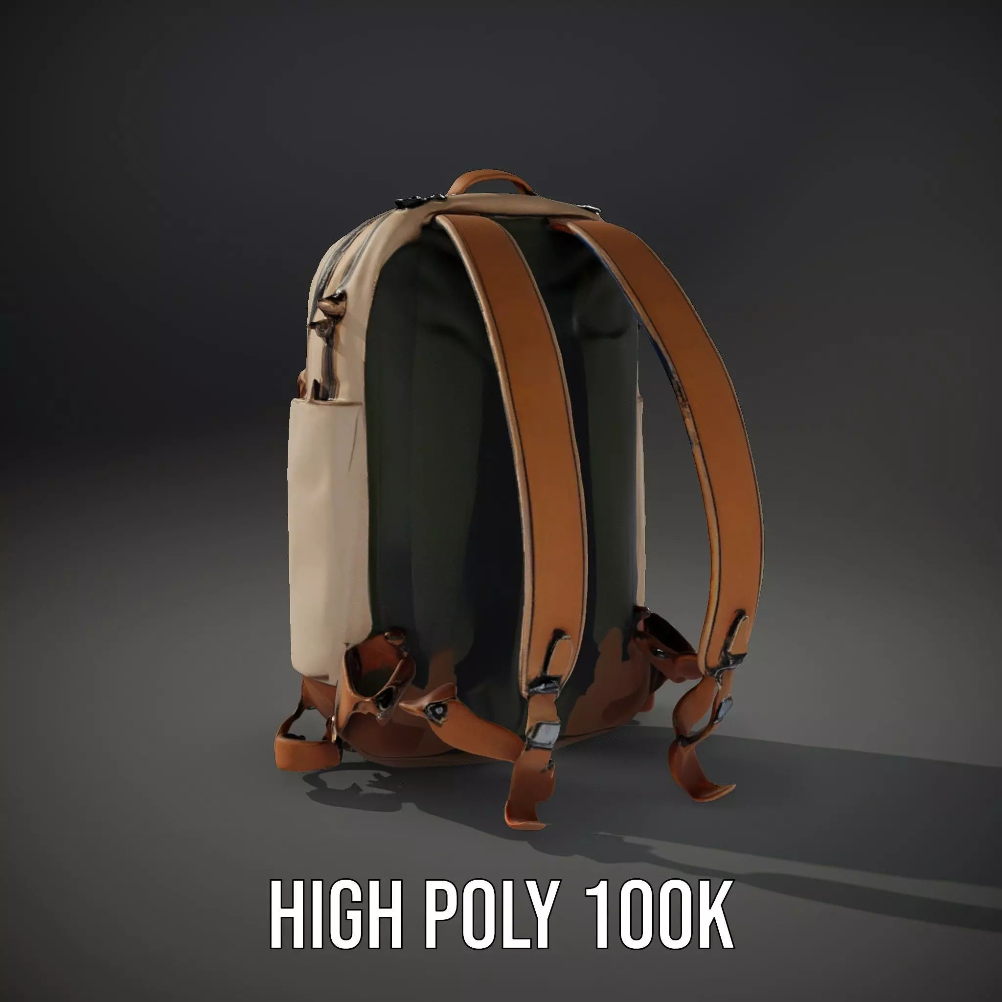 Tan Adventure Backpack model pack Low-poly 3D model_24
