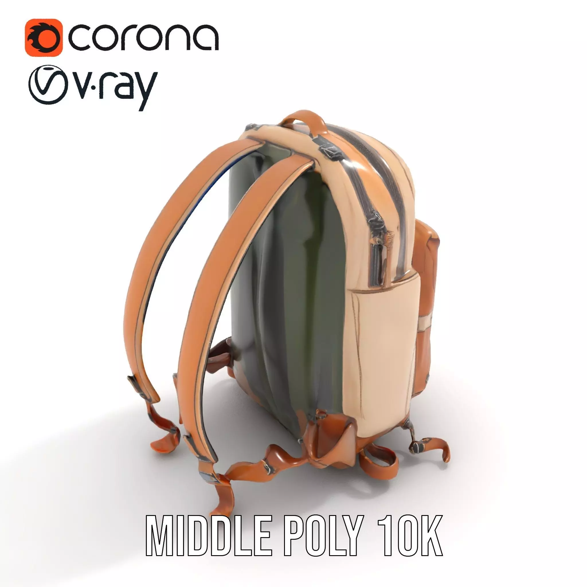Tan Adventure Backpack model pack Low-poly 3D model_13