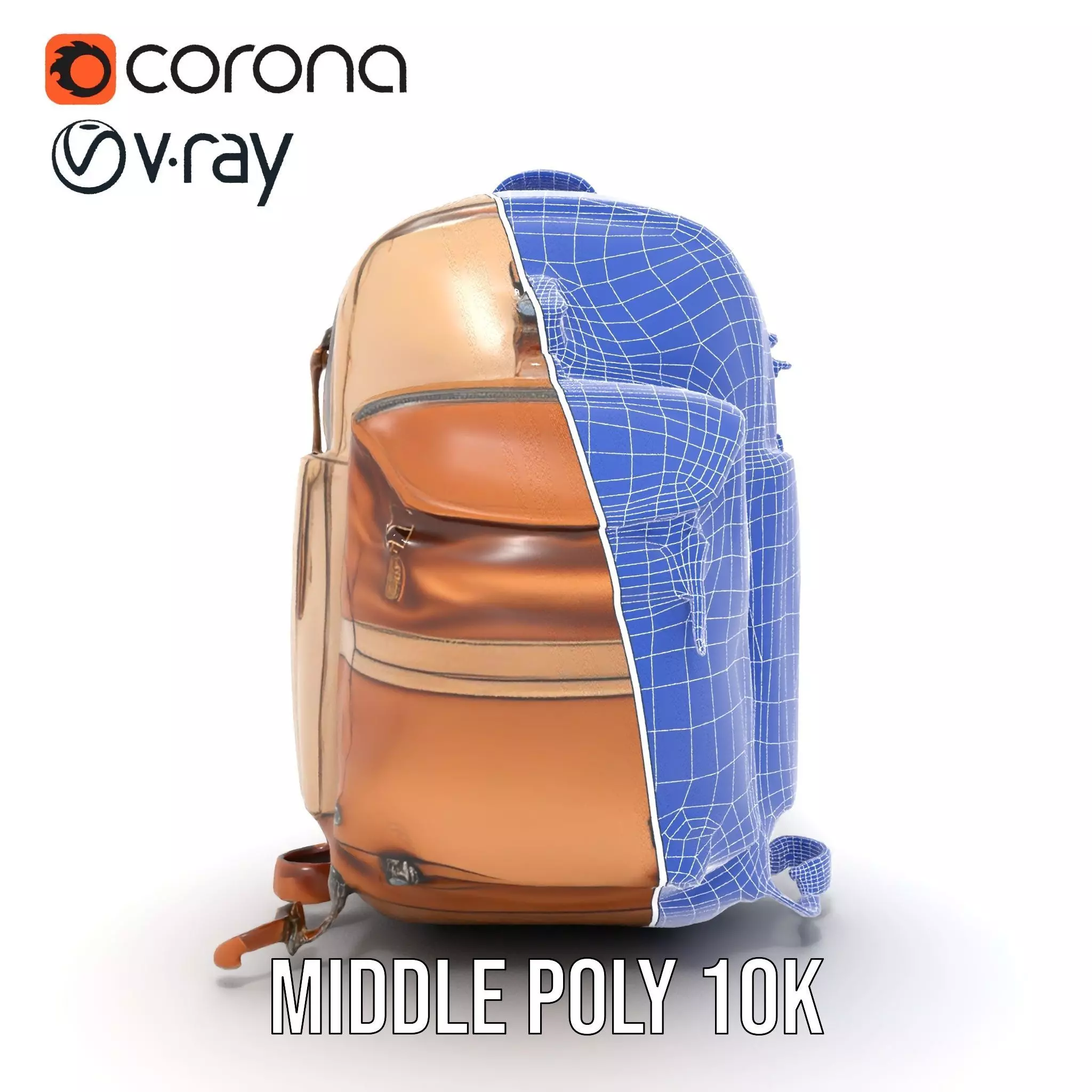 Tan Adventure Backpack model pack Low-poly 3D model_30